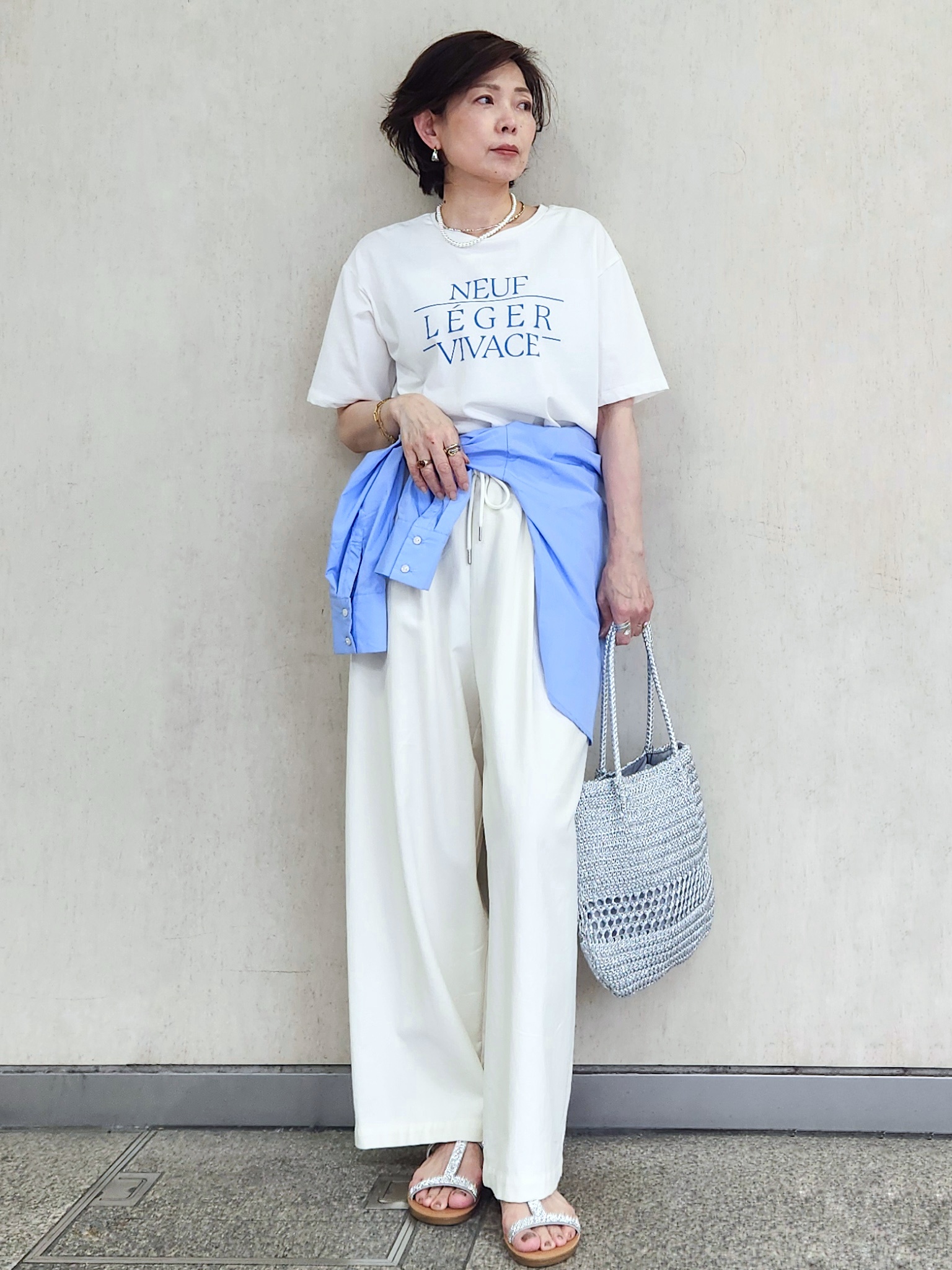 milkyさんの「OPAQUE.CLIP｜ロゴプリントアソートTシャツ【洗濯機OK】」を使ったコーディネート