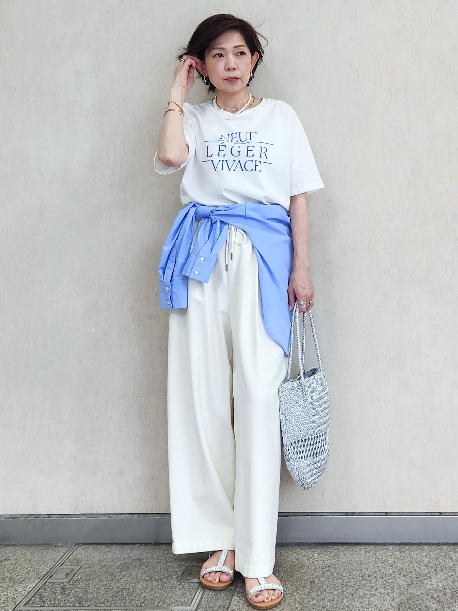 milkyさんの「OPAQUE.CLIP｜ロゴプリントアソートTシャツ【洗濯機OK】」を使ったコーディネート