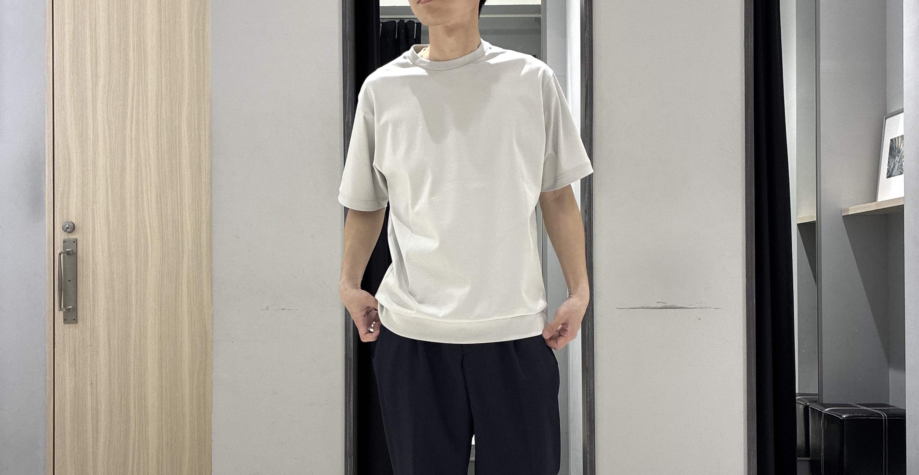 わいずみさんの「TAKEO KIKUCHI｜【通気性】トリコットサッカー 7分袖シャツ」を使ったコーディネート