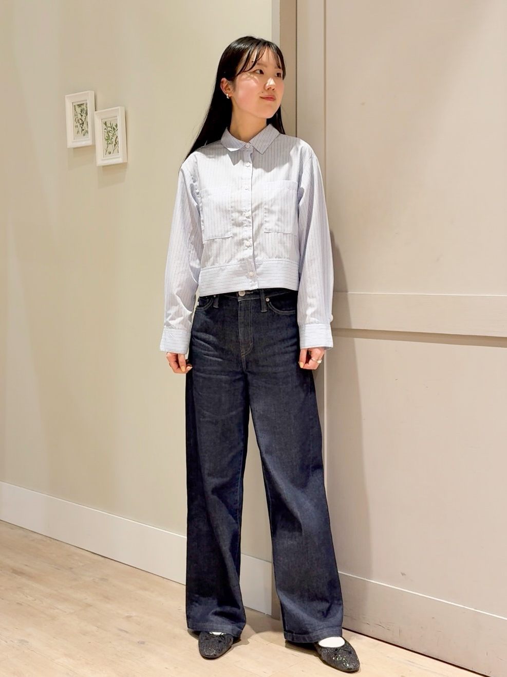 Mayuさんの「grove｜【イージーケア】麻混クロップドシャツ」を使ったコーディネート