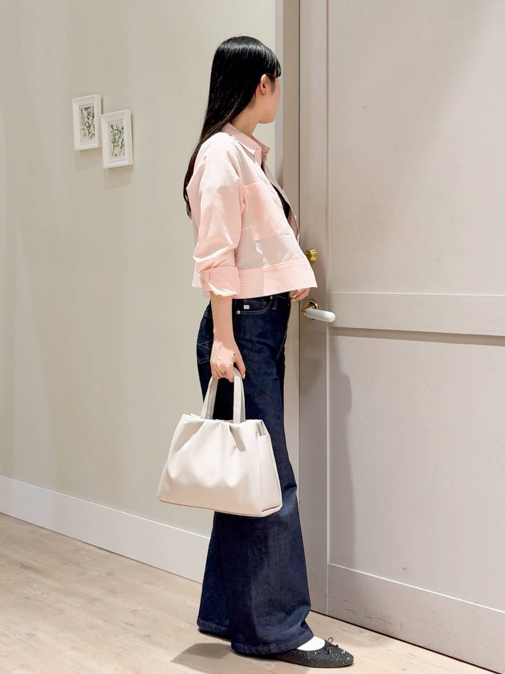 Mayuさんの「grove｜【イージーケア】麻混クロップドシャツ」を使ったコーディネート