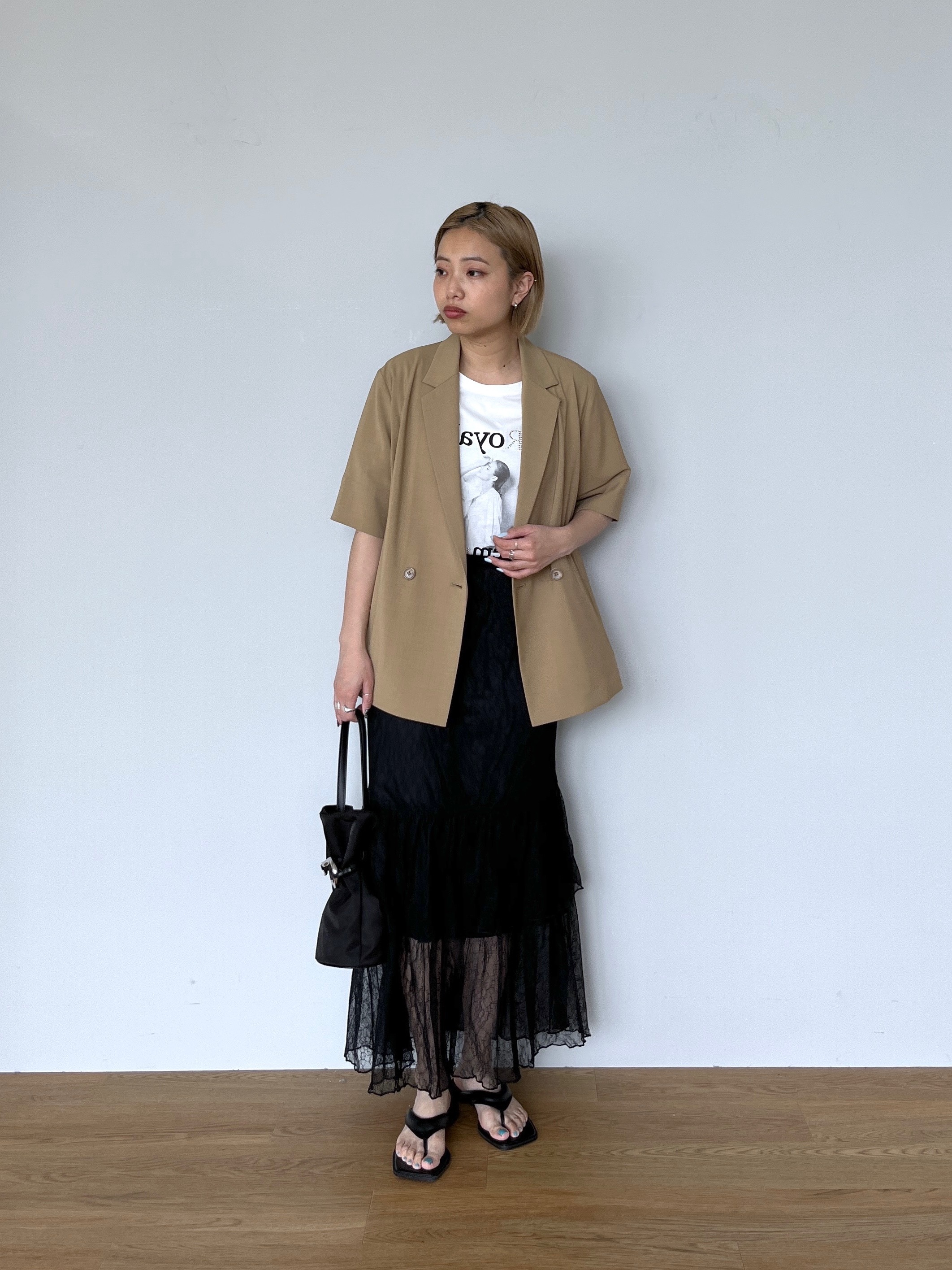 Harukaさんの「INDIVI｜Comfy SET UP｜ハーフスリーブジャケット【セットアップ対応／通勤／接触冷感／UVカット】」を使ったコーディネート