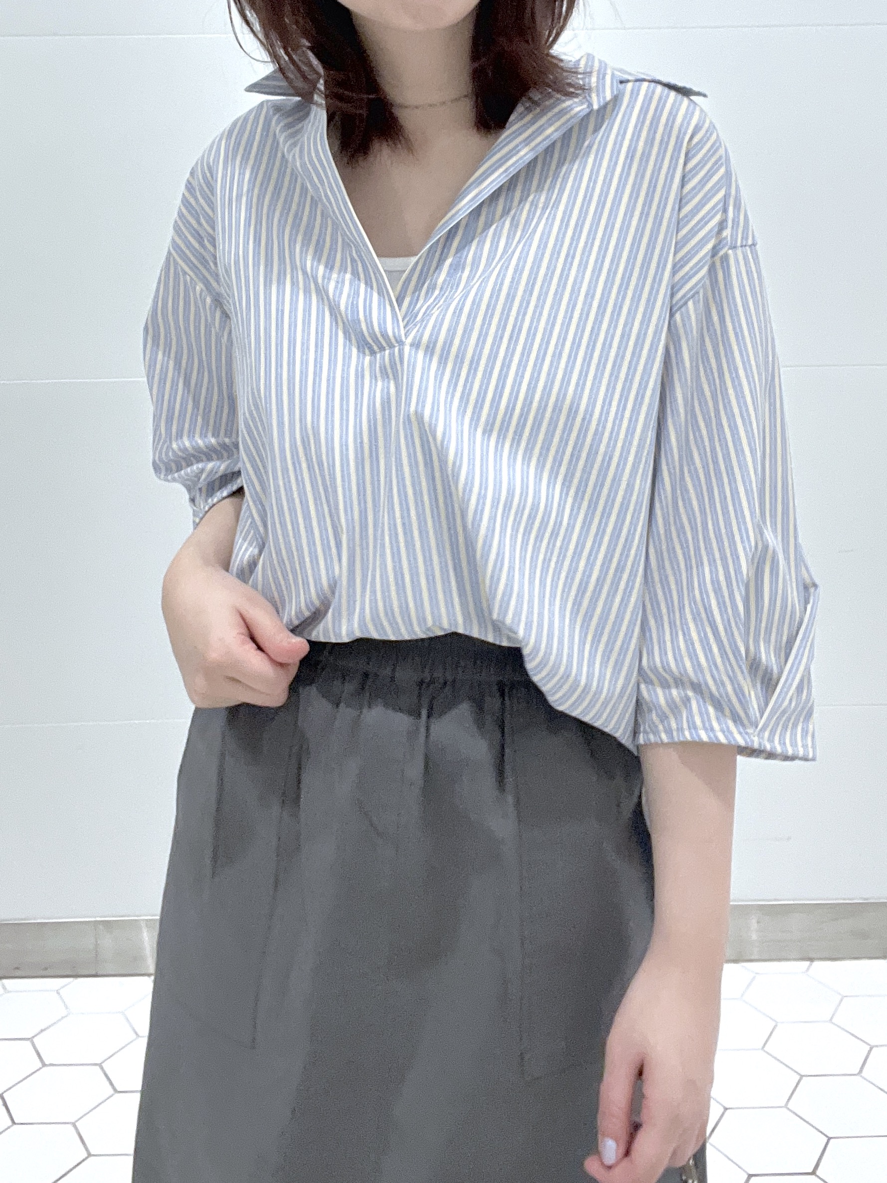 Makinoさんの「Dessin｜【洗える】スキッパーシャツブラウス」を使ったコーディネート