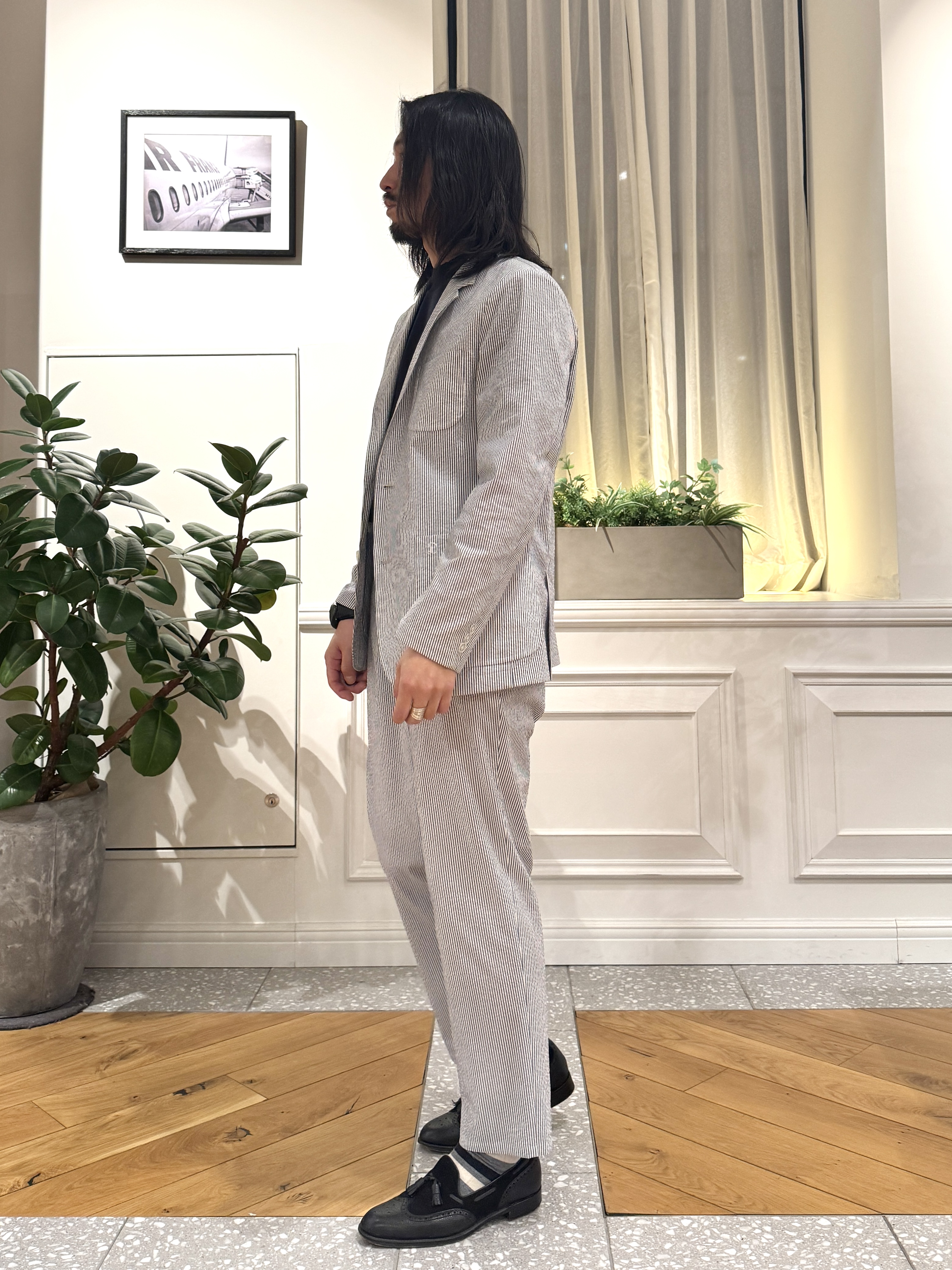 kawarataniさんの「DRESSTERIOR｜◆【吸湿速乾/セットアップ可/ウォッシャブル】COOLMAX シアサッカー サマージャケット」を使ったコーディネート