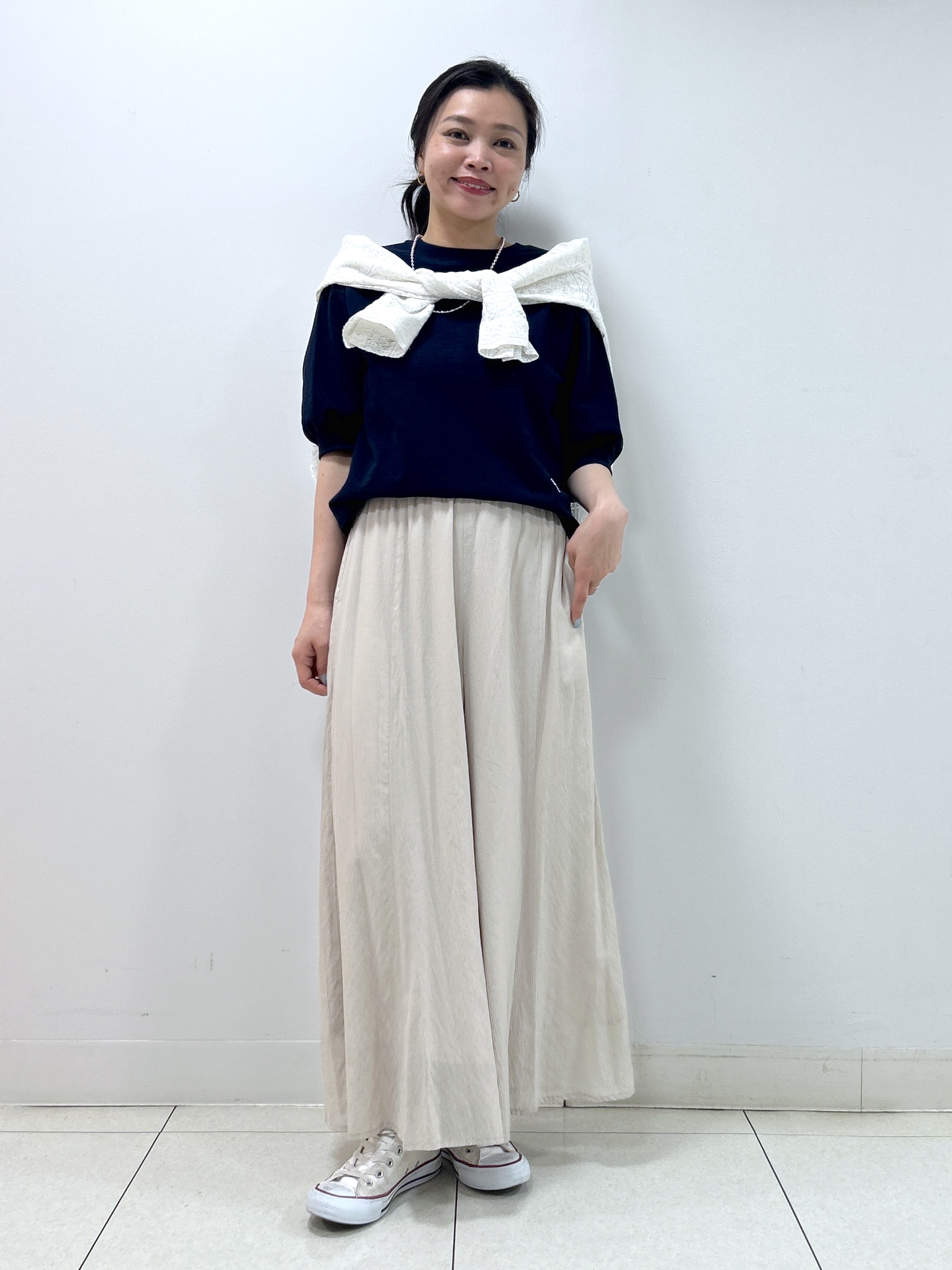 Kaiさんの「Dessin｜【360度可愛い】バックヘンリーカットソー5分袖」を使ったコーディネート