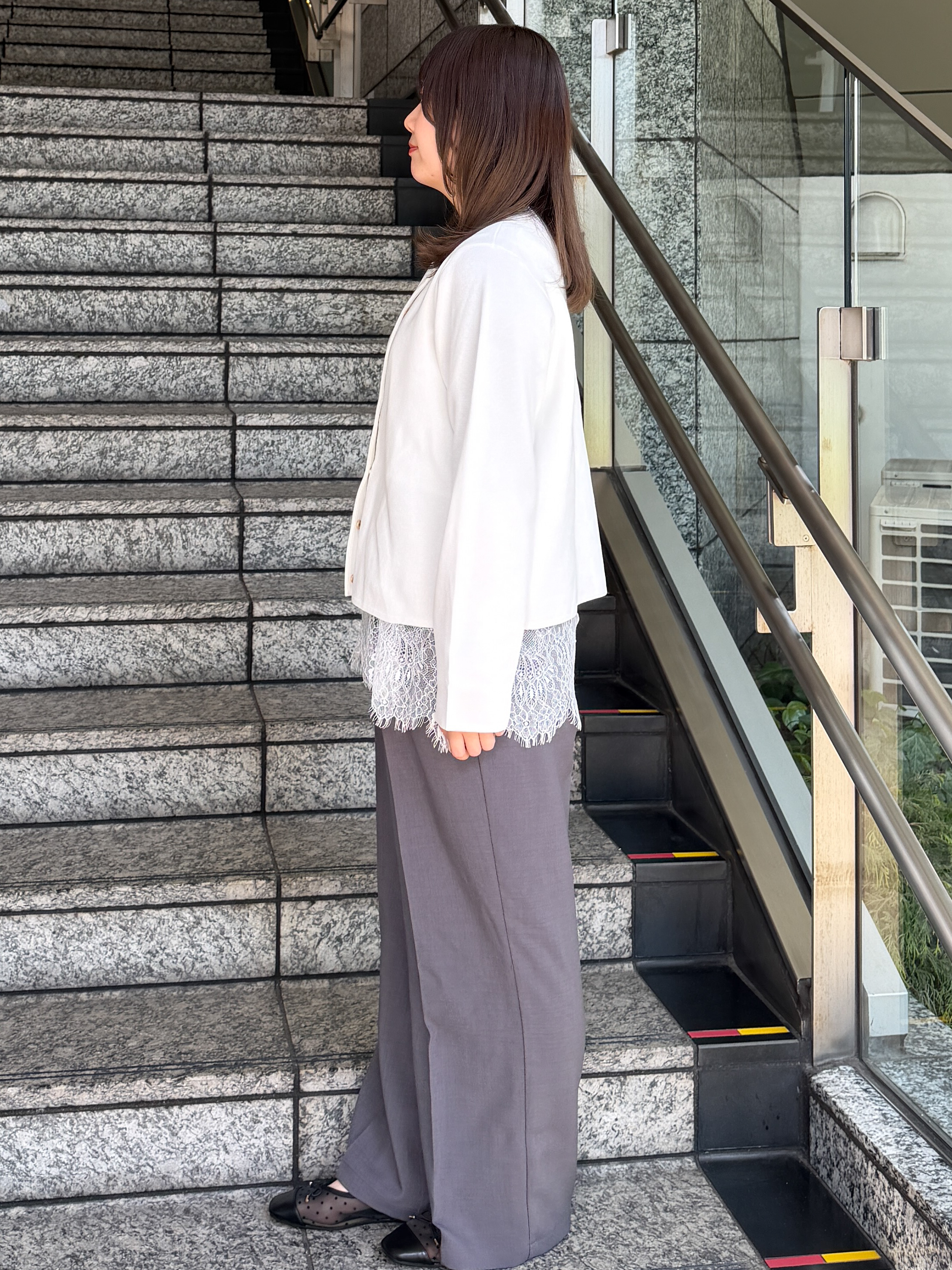 HANNAさんの「OPAQUE.CLIP｜スナップボタンニットカーディガン【洗濯機OK／抗ピル】」を使ったコーディネート