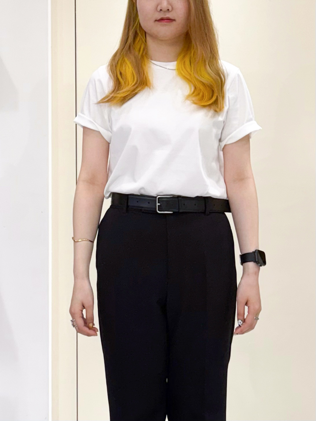sayaさんの「OPAQUE.CLIP｜オーガニックコットン混ベーシックTシャツ【洗濯機OK】《SS～LL》」を使ったコーディネート