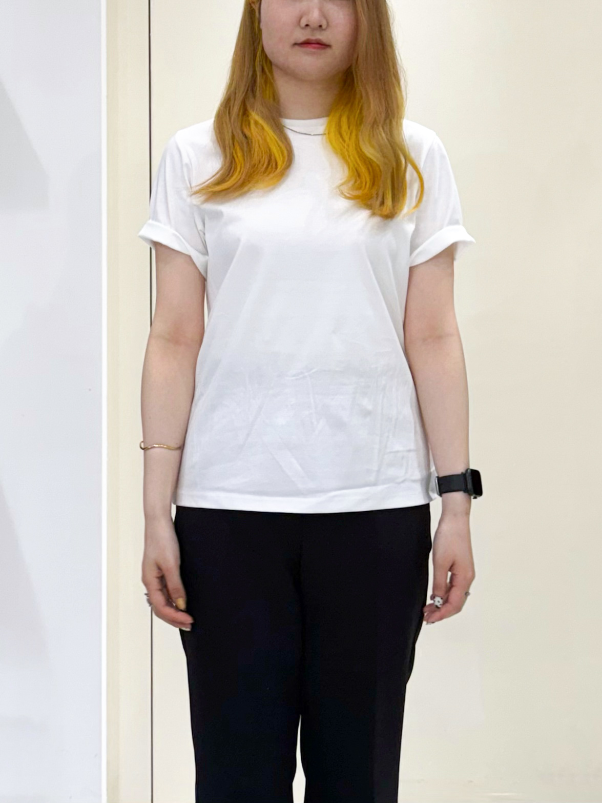 sayaさんの「OPAQUE.CLIP｜オーガニックコットン混ベーシックTシャツ【洗濯機OK】《SS～LL》」を使ったコーディネート