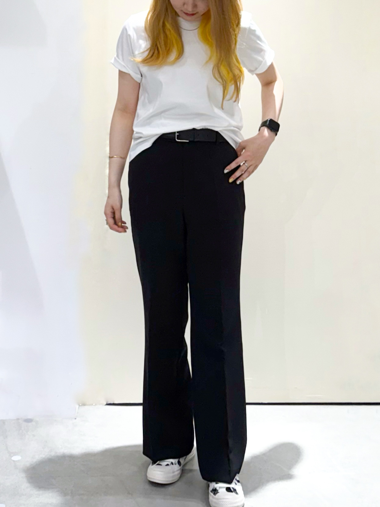 sayaさんの「OPAQUE.CLIP｜オーガニックコットン混ベーシックTシャツ【洗濯機OK】《SS～LL》」を使ったコーディネート