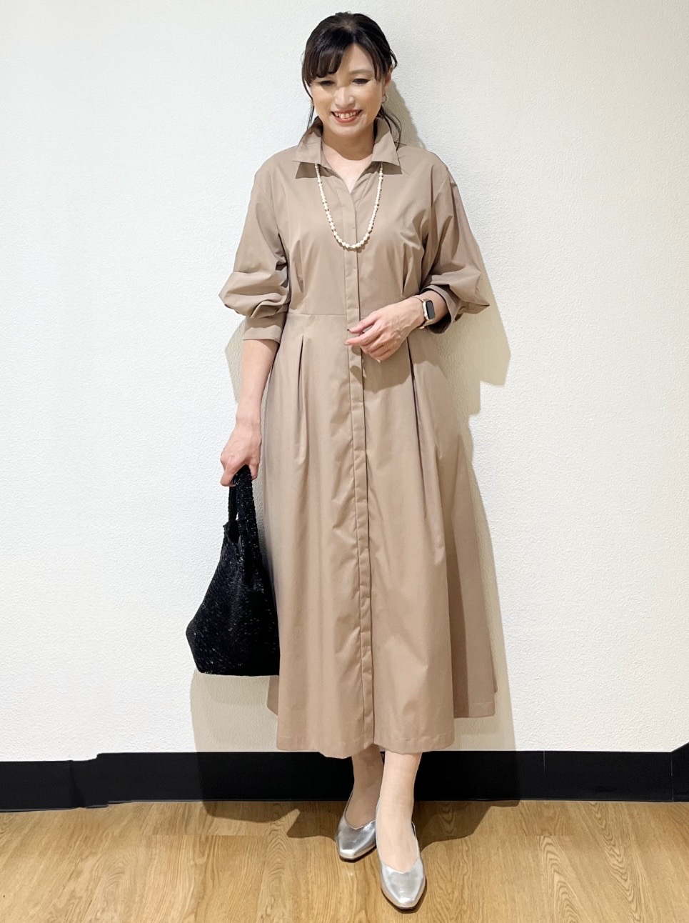 ayaさんの「Reflect｜タイプライターシャツロングワンピース」を使ったコーディネート
