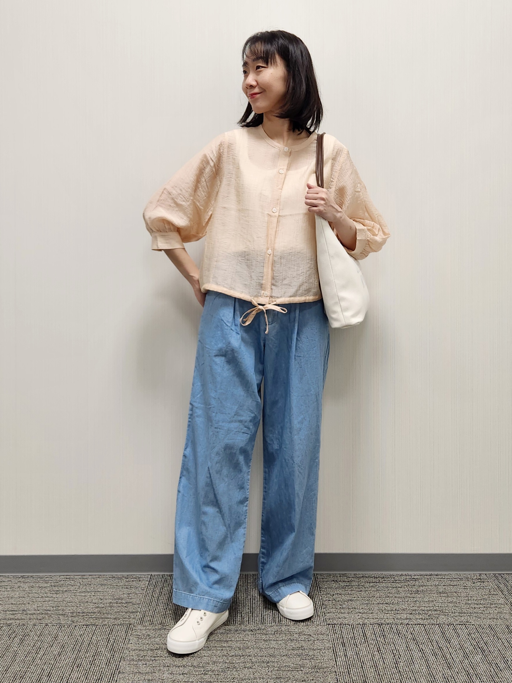 naraさんの「Dessin｜【洗える】コットンナイロンバルーンヘムブルゾン」を使ったコーディネート