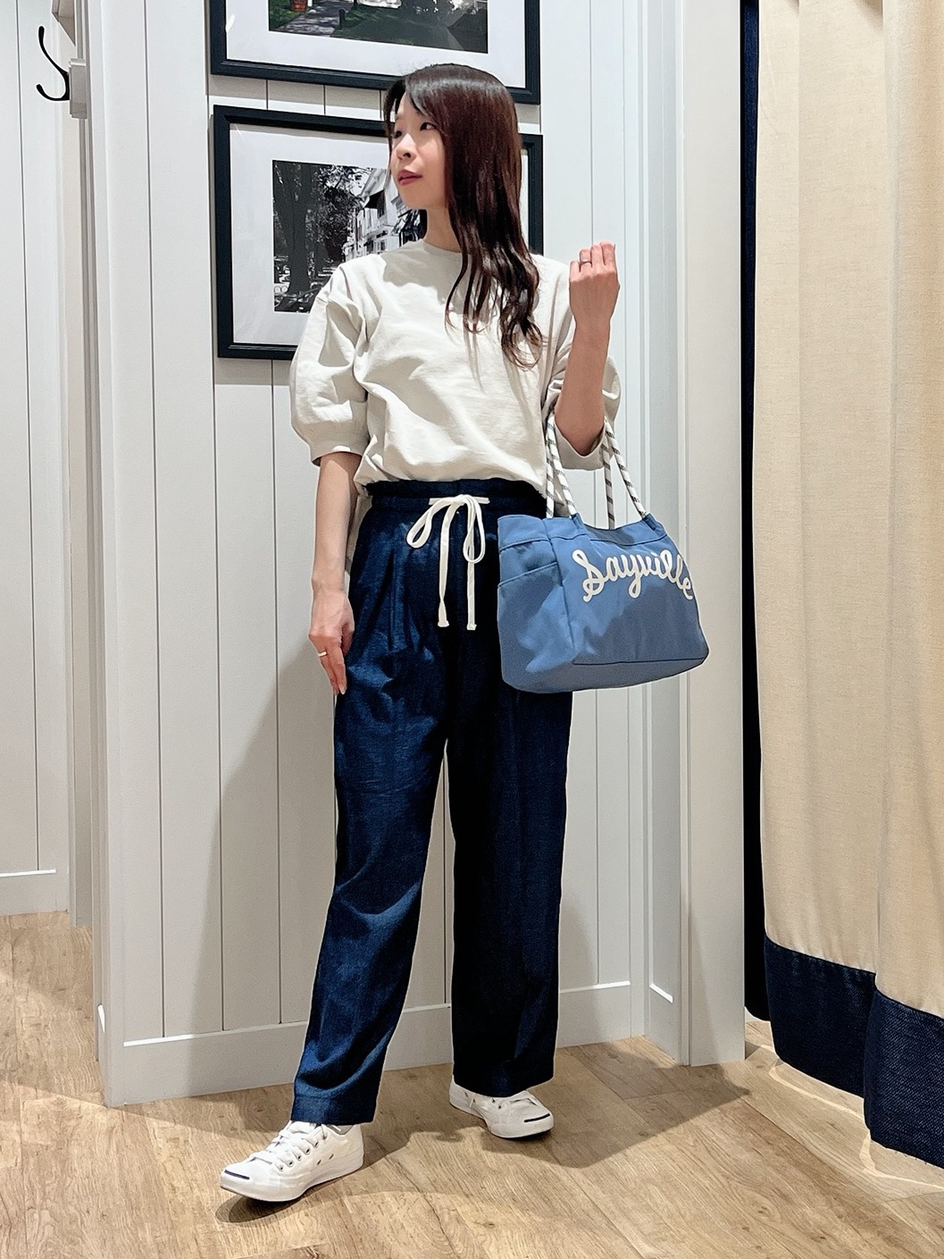 mihoさんの「Dessin｜【360度可愛い】バックヘンリーカットソー5分袖」を使ったコーディネート
