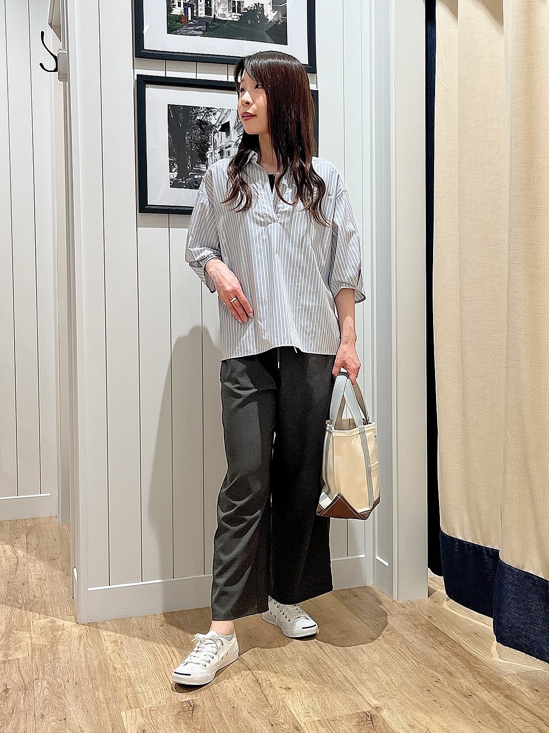 mihoさんの「Dessin｜【洗える】スキッパーシャツブラウス」を使ったコーディネート