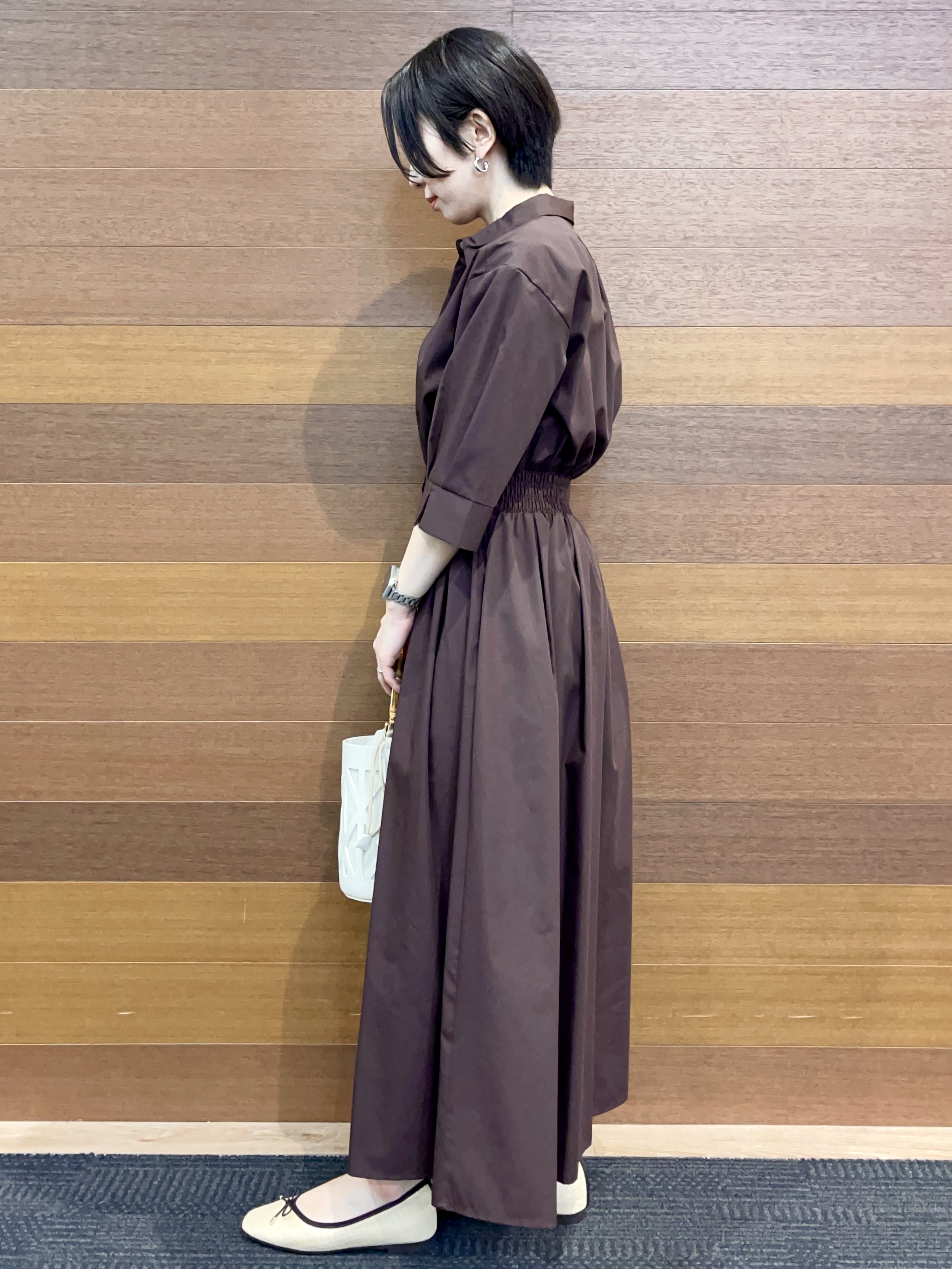 umiさんの「OPAQUE.CLIP｜リボンベルト付きシャツワンピース【洗濯機OK／防シワ加工】」を使ったコーディネート