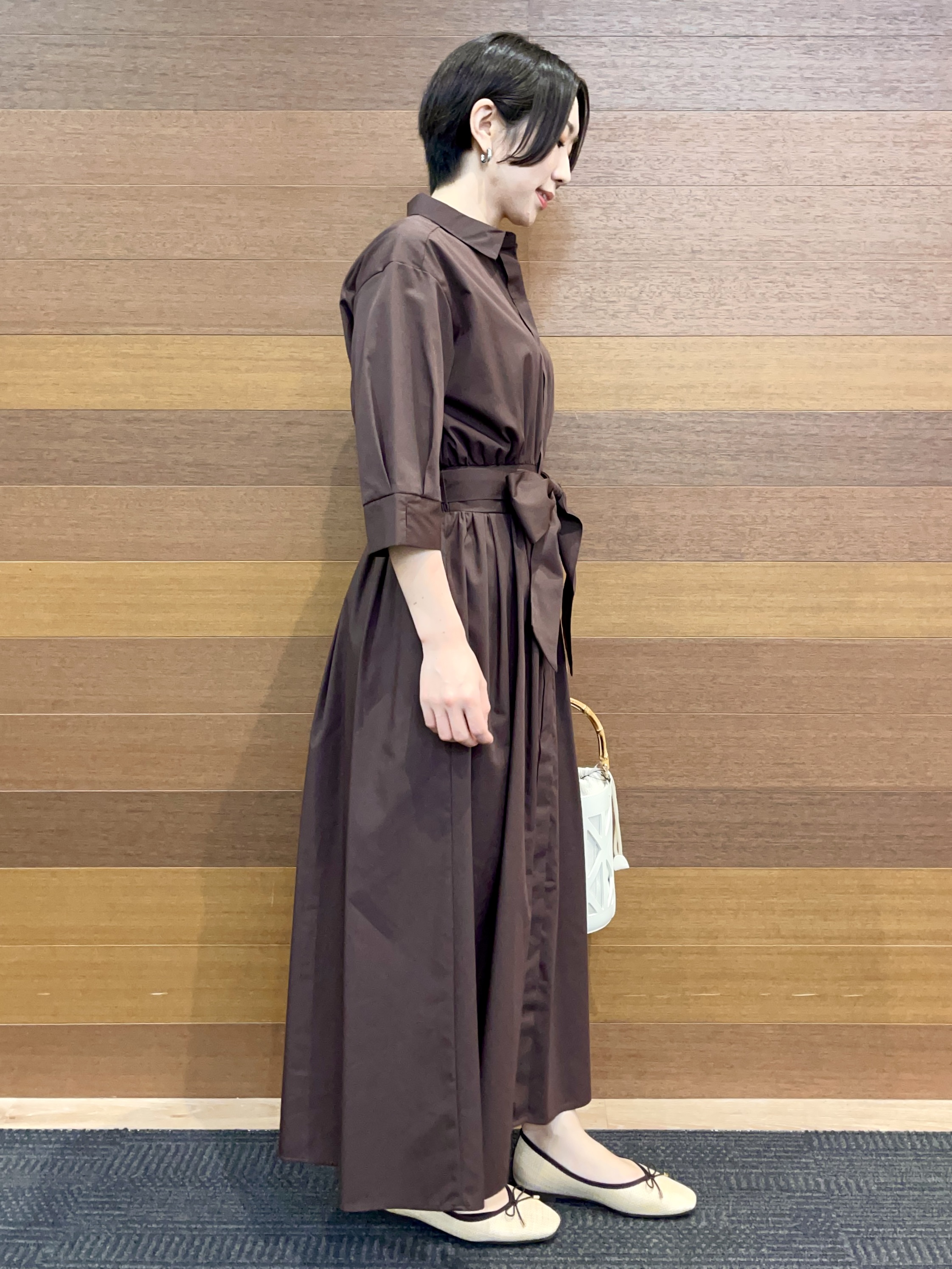 umiさんの「OPAQUE.CLIP｜リボンベルト付きシャツワンピース【洗濯機OK／防シワ加工】」を使ったコーディネート