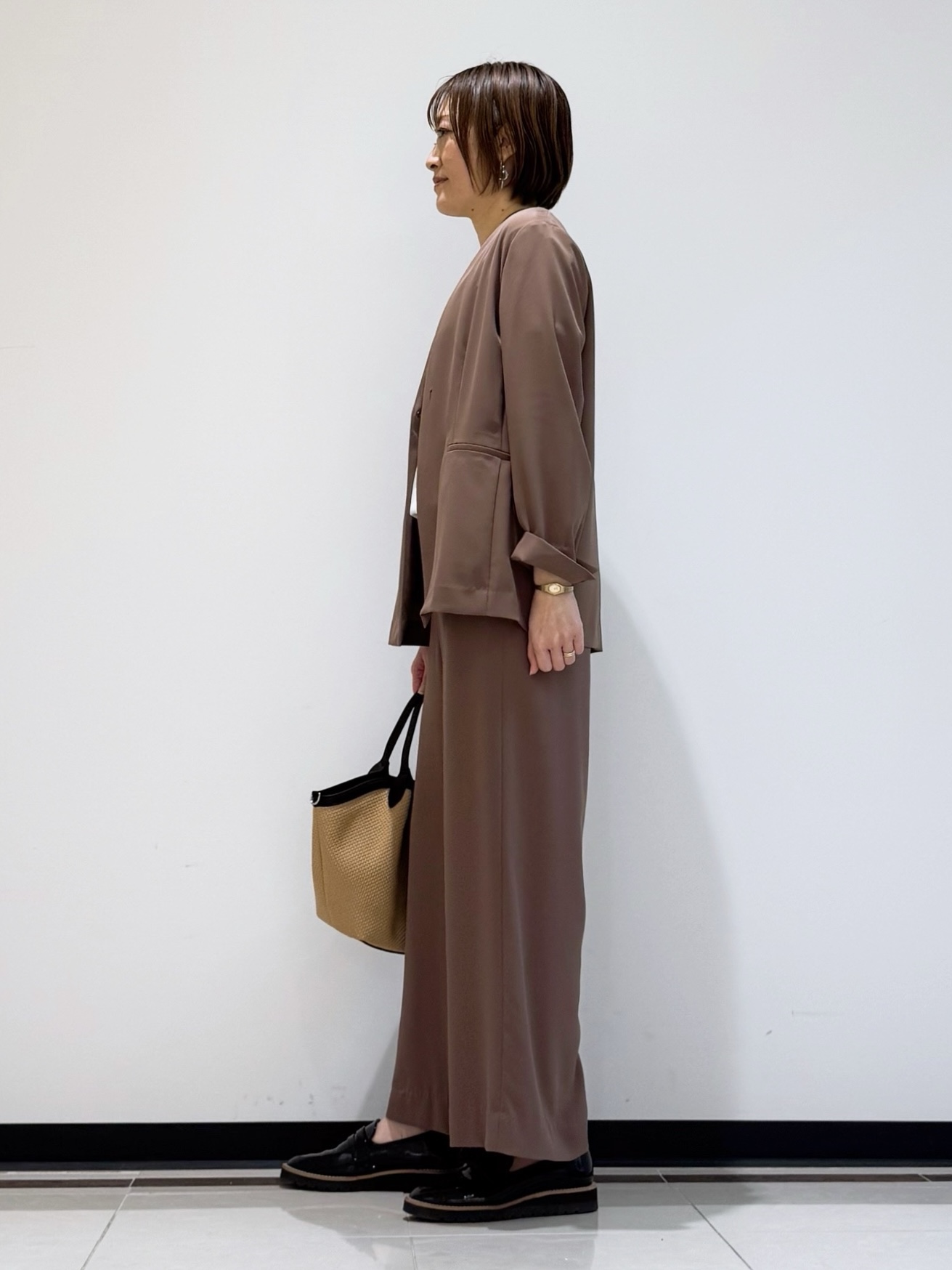 mikaさんの「INDIVI｜【接触冷感／透湿／着る日傘】ノーカラージャケット」を使ったコーディネート
