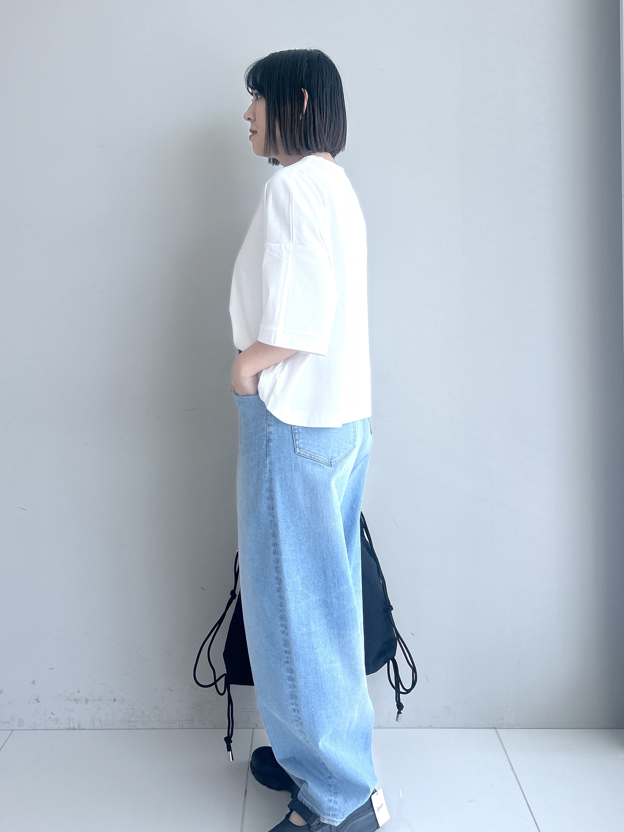 Hirokaさんの「Dessin｜【体型カバー】美光沢カットソーボクシーシルエット」を使ったコーディネート
