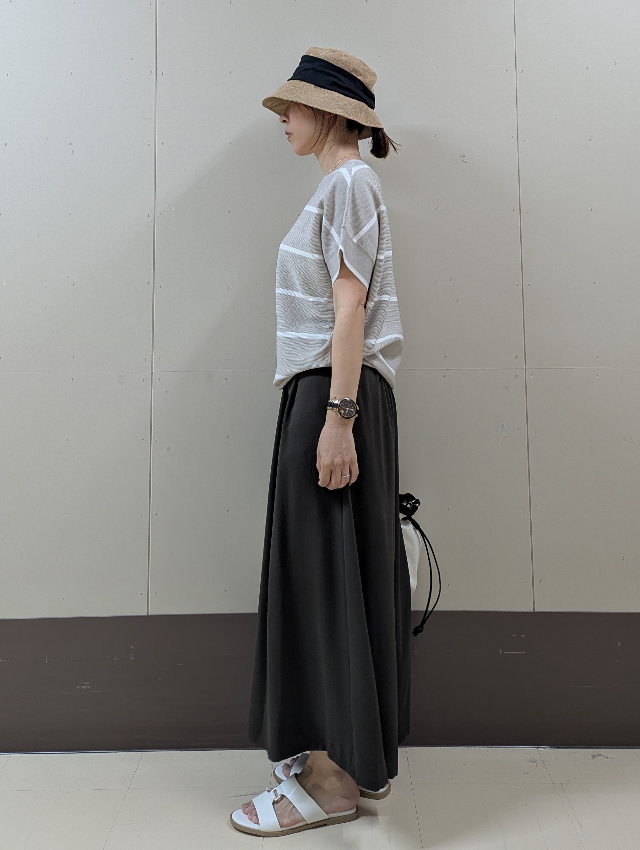 sachiさんの「UNTITLED｜【11色展開/体型カバー】前後2WAYフレンチスリーブニット」を使ったコーディネート