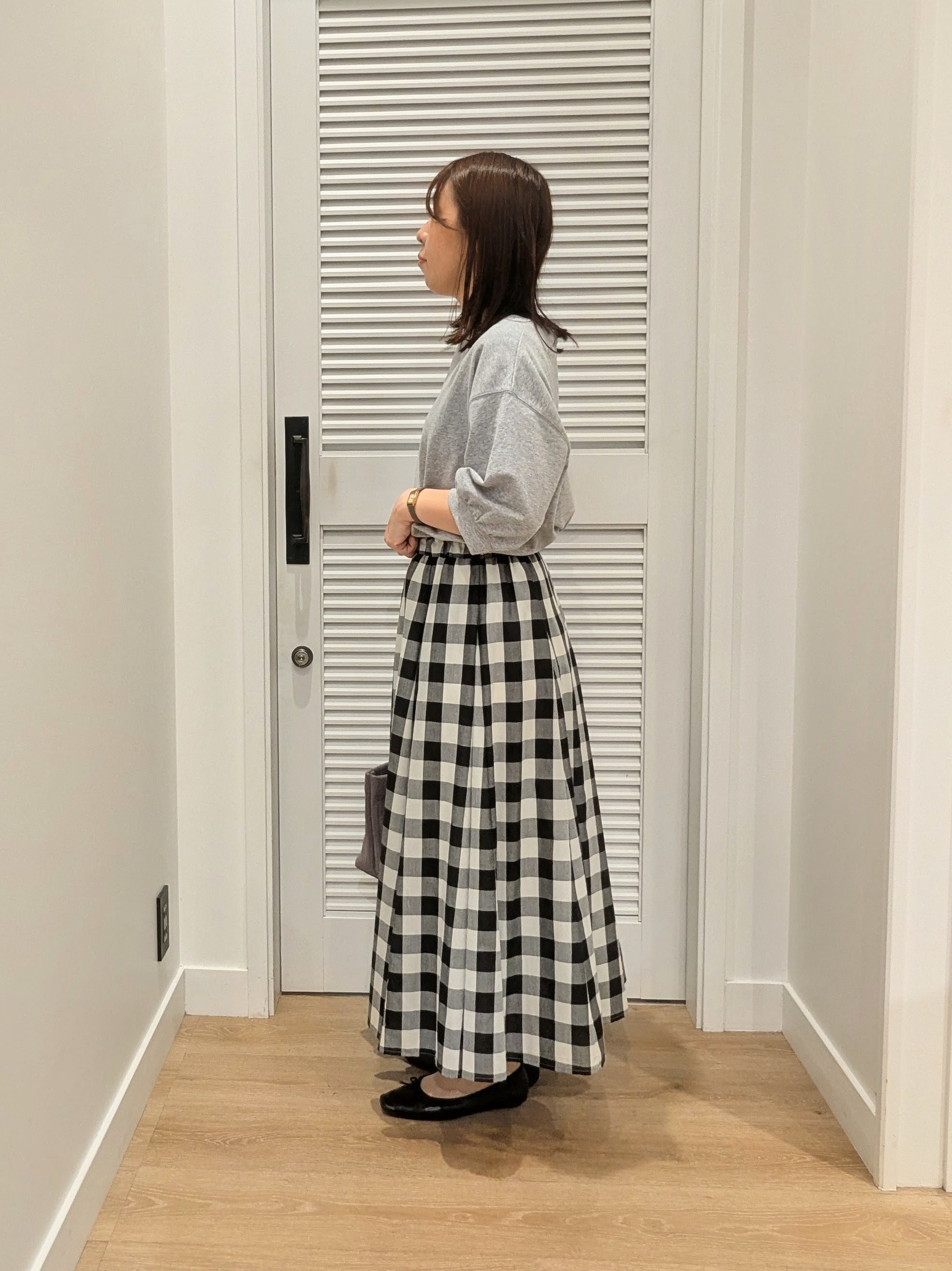 enさんの「Dessin｜【360度可愛い】バックヘンリーカットソー5分袖」を使ったコーディネート