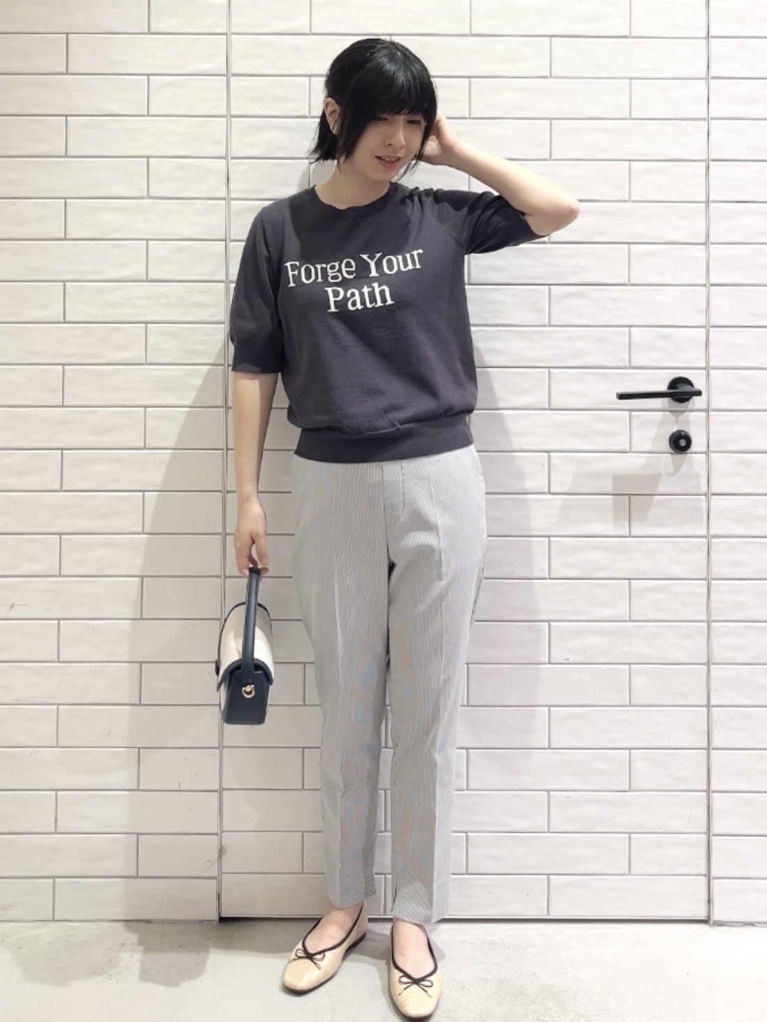 しおりさんの「OPAQUE.CLIP｜ロゴジャカードニット【洗濯機OK】」を使ったコーディネート