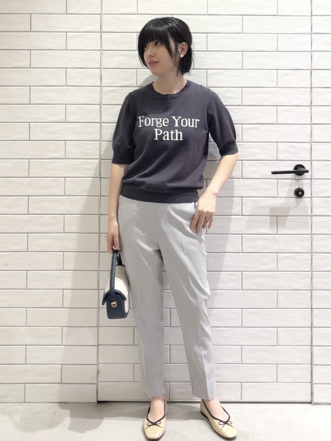 しおりさんの「OPAQUE.CLIP｜ロゴジャカードニット【洗濯機OK】」を使ったコーディネート