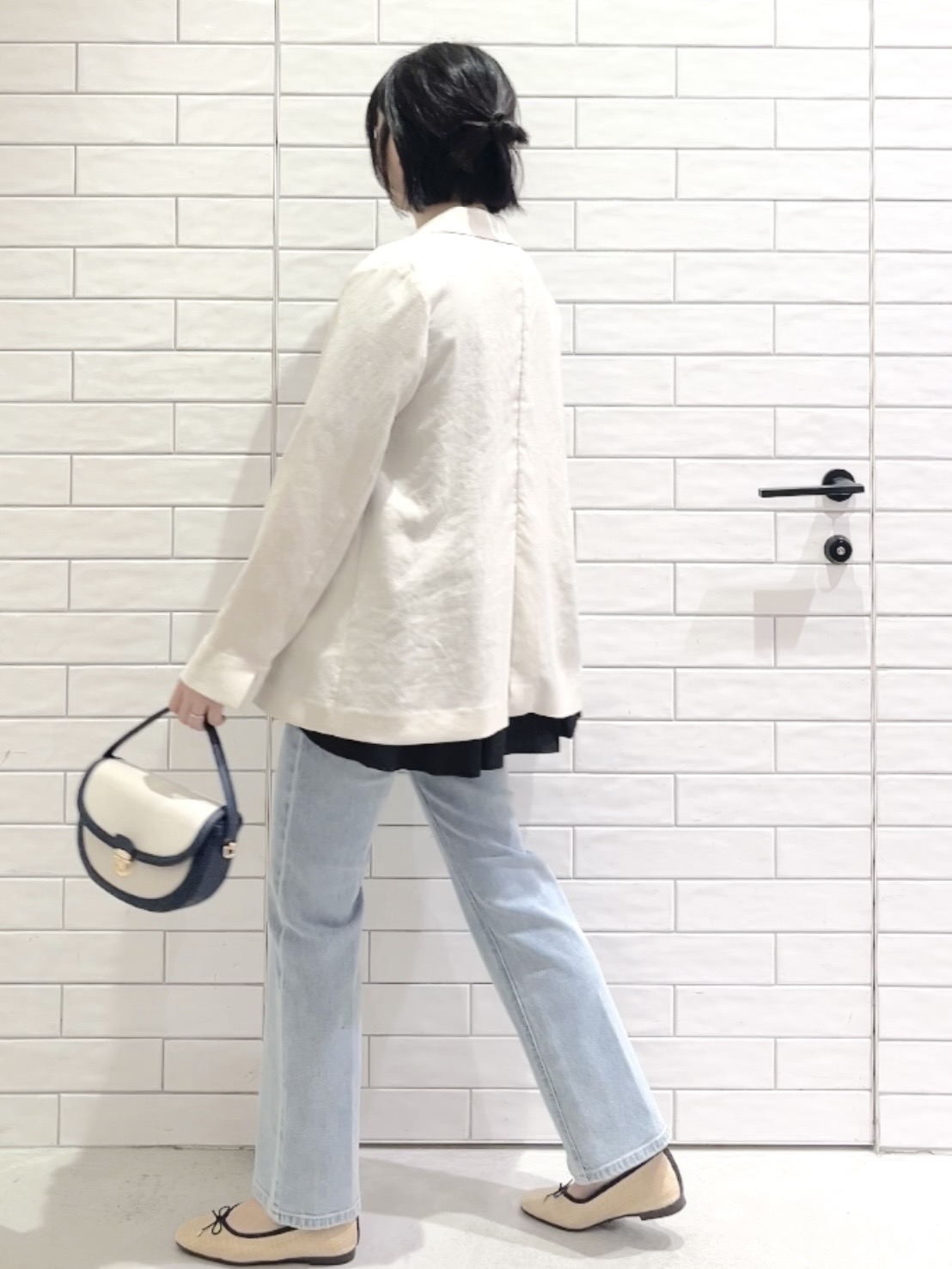 しおりさんの「OPAQUE.CLIP｜【UV／接触冷感】ダブルブレストジャケット《防シワ加工／洗える》」を使ったコーディネート