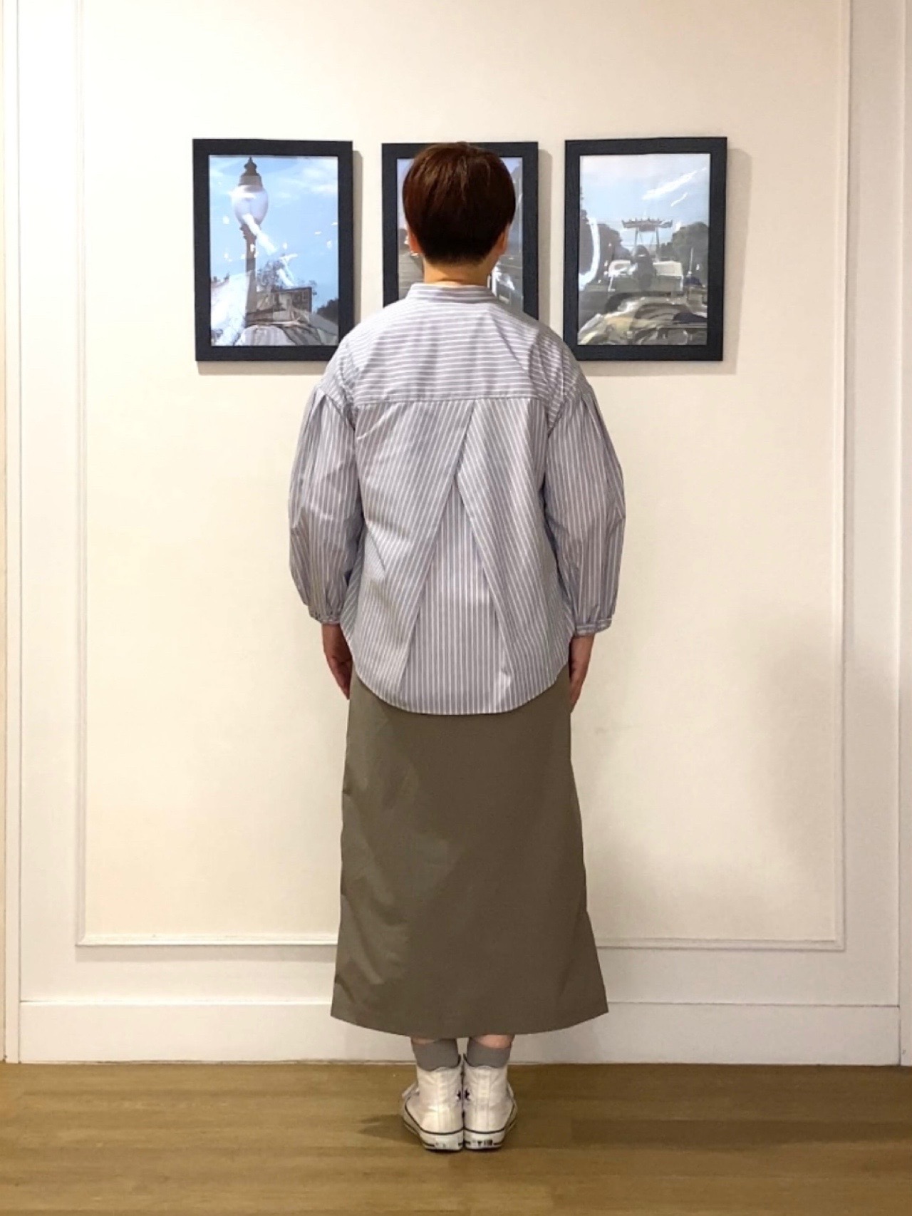Hiroさんの「Dessin｜【洗える】バルーンスリーブバンドカラーシャツ」を使ったコーディネート