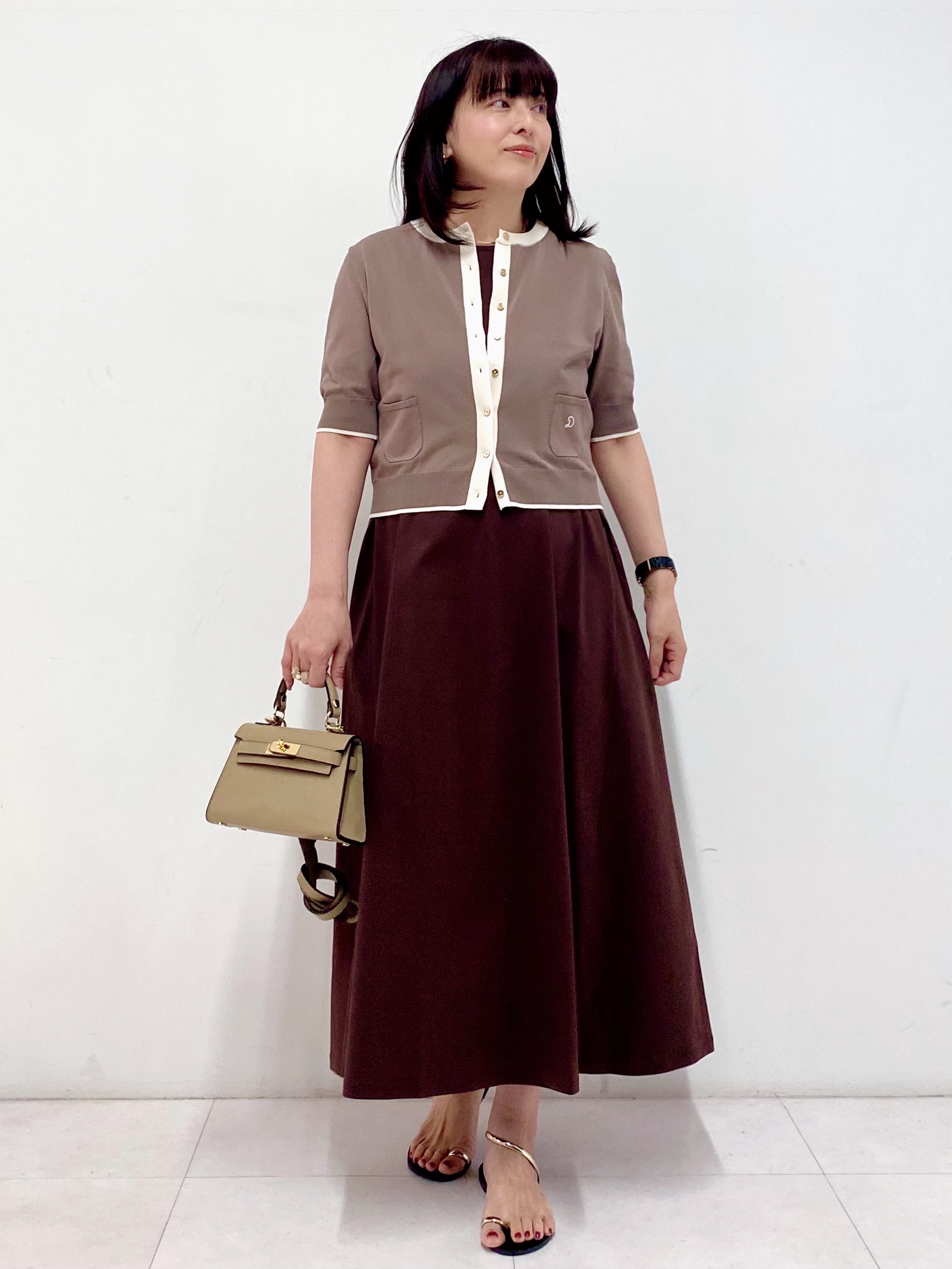 Sawaguchiさんの「DRESSTERIOR｜【接触冷感／抗菌防臭／消臭/ウォッシャブル】アイスクリアコットン フレンチスリーブワンピース」を使ったコーディネート