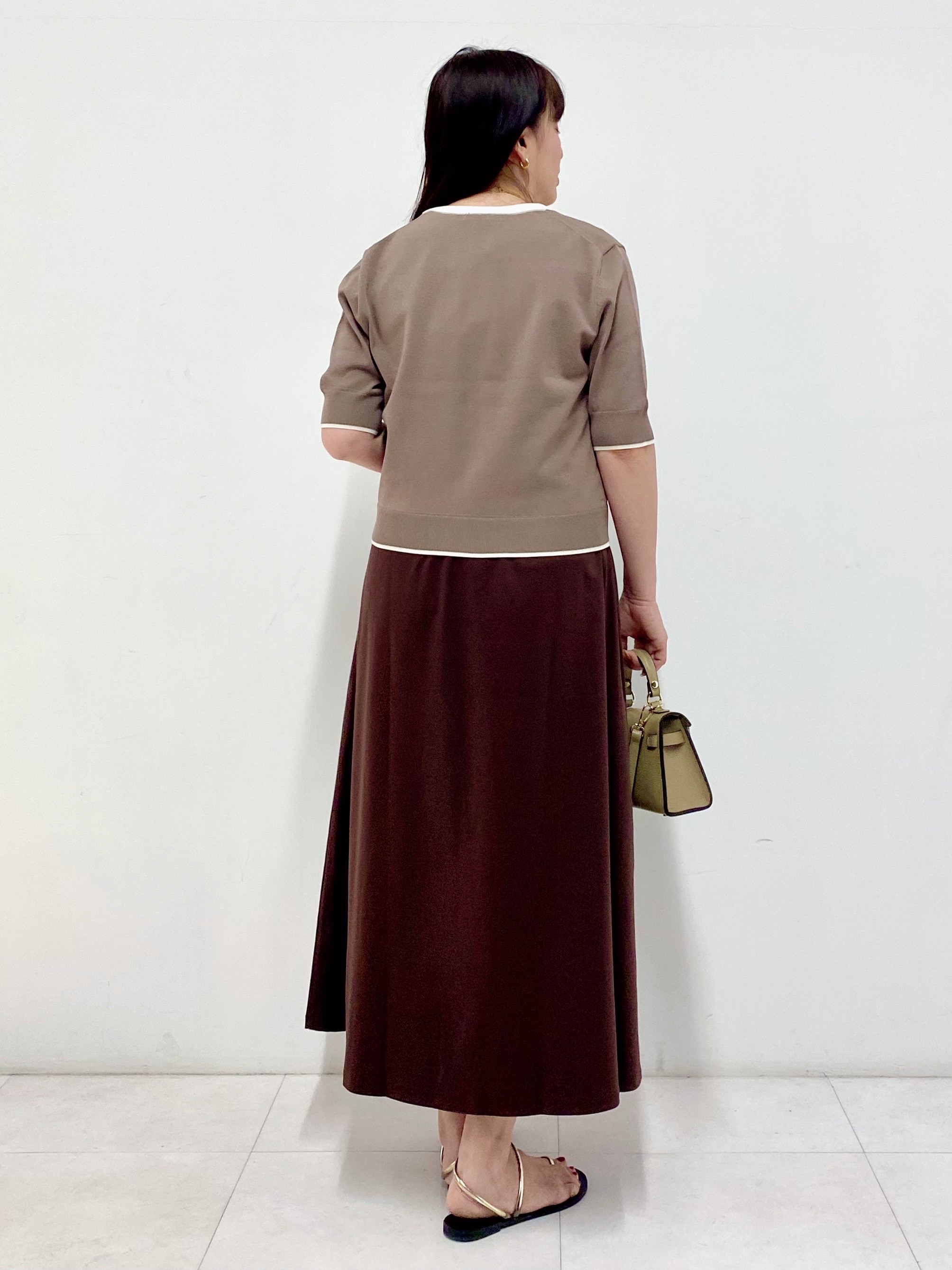 Sawaguchiさんの「DRESSTERIOR｜【接触冷感／抗菌防臭／消臭/ウォッシャブル】アイスクリアコットン フレンチスリーブワンピース」を使ったコーディネート