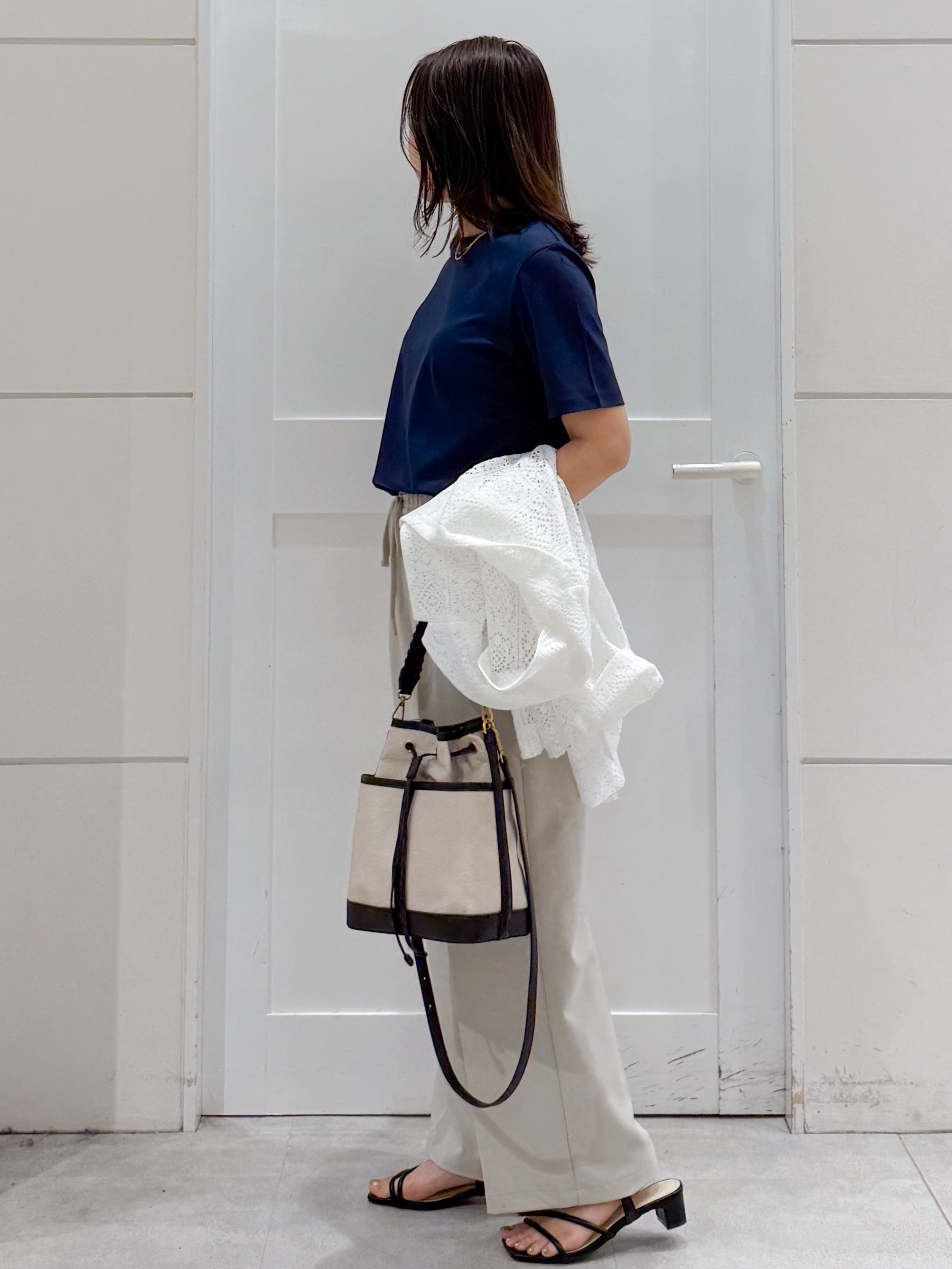 yuka.aさんの「OPAQUE.CLIP｜オーガニックコットン混ベーシックTシャツ【洗濯機OK】《SS～LL》」を使ったコーディネート