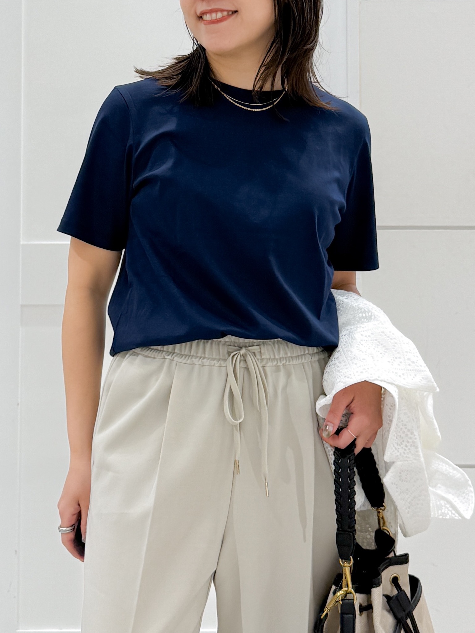 yuka.aさんの「OPAQUE.CLIP｜オーガニックコットン混ベーシックTシャツ【洗濯機OK】《SS～LL》」を使ったコーディネート