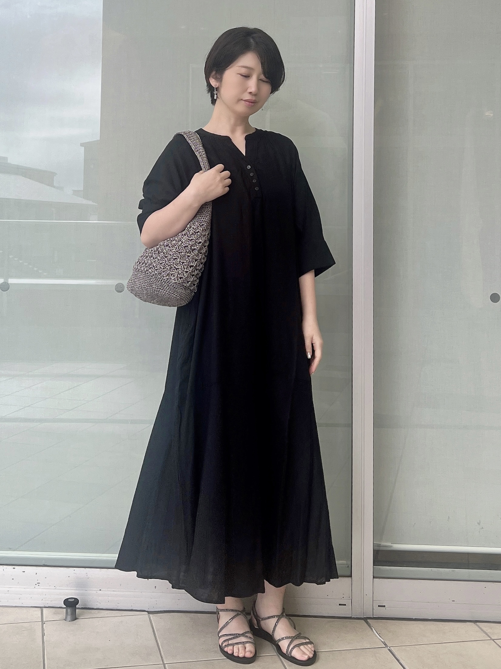 yo-koさんの「OPAQUE.CLIP｜キーネックロングワンピース【洗える】」を使ったコーディネート