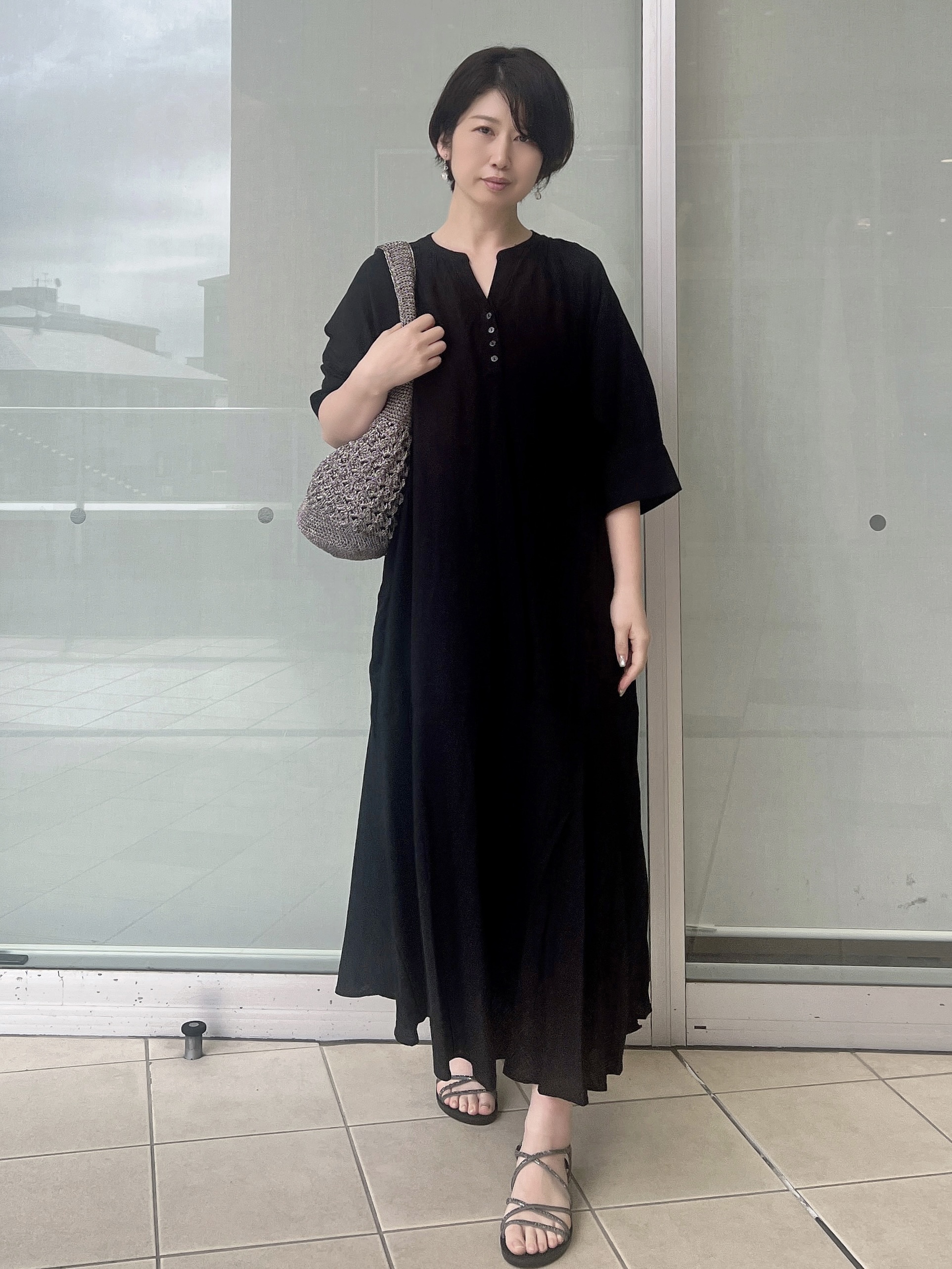 yo-koさんの「OPAQUE.CLIP｜キーネックロングワンピース【洗える】」を使ったコーディネート
