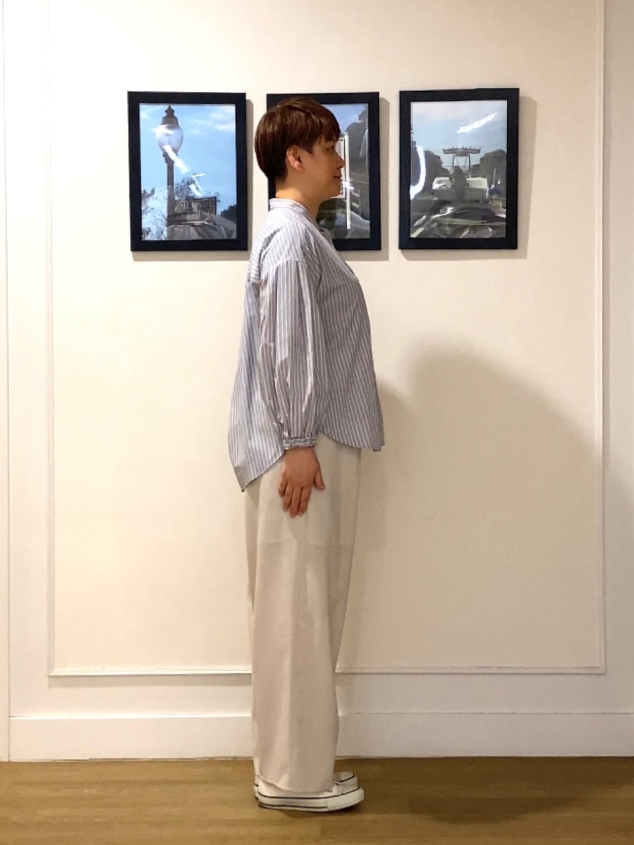 Hiroさんの「Dessin｜【洗える】バルーンスリーブバンドカラーシャツ」を使ったコーディネート