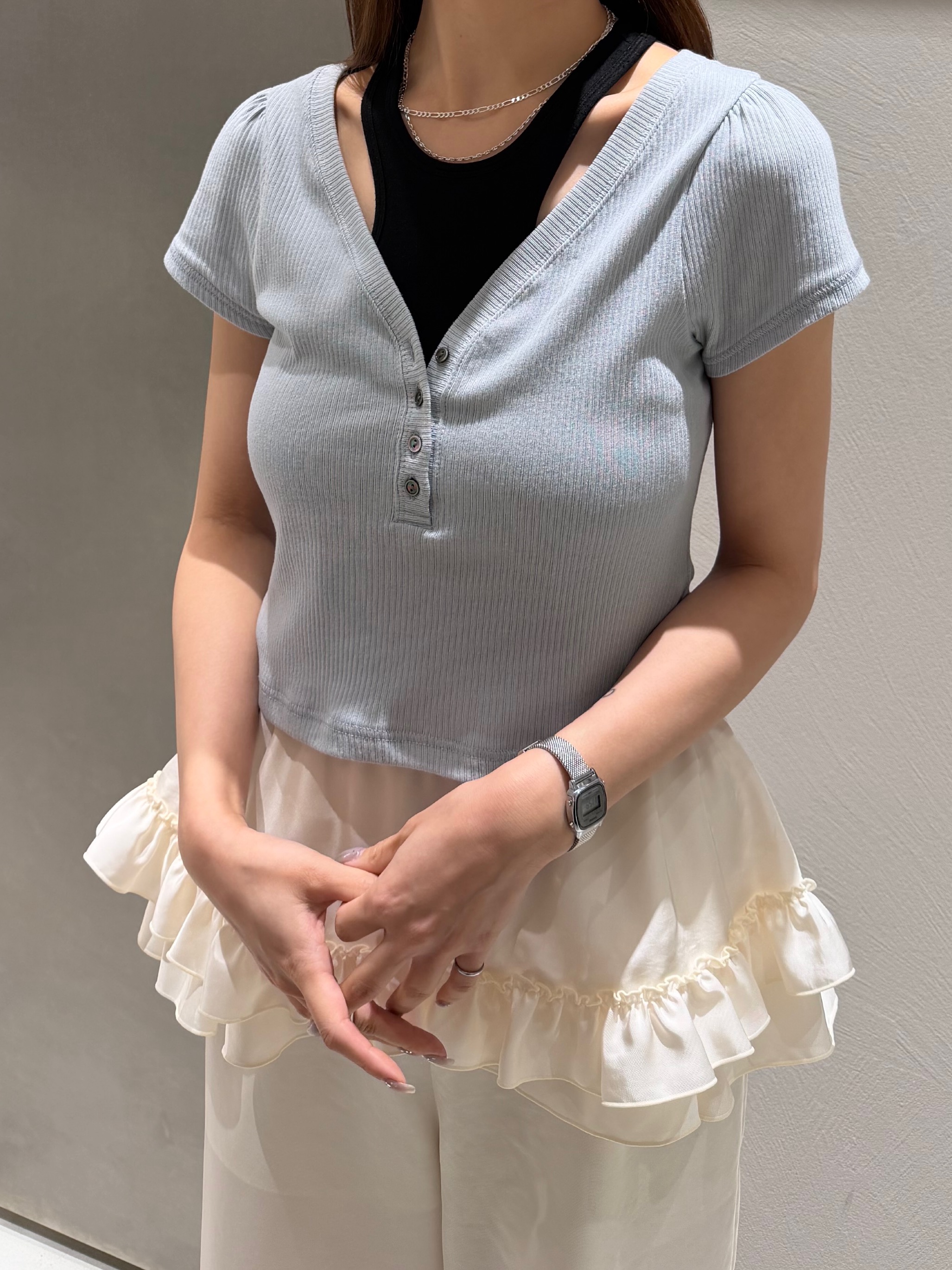 kanamiさんの「CODE A｜M everyday rib button tee」を使ったコーディネート