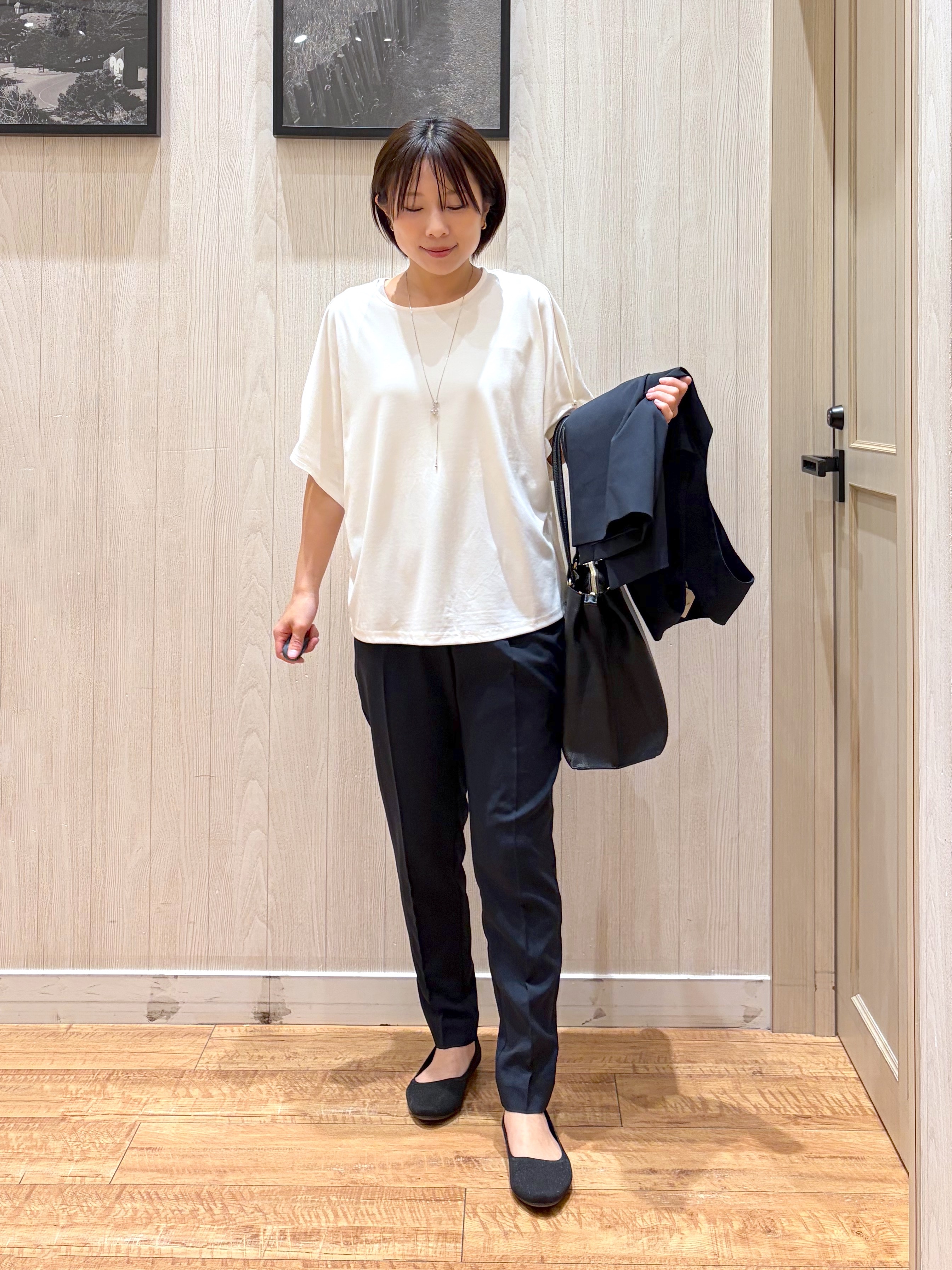 shirayuuuさんの「SHOO･LA･RUE｜【セットアップ可/洗濯後しわになりにくい/S-LL】シンプルで合わせやすい ノーカラージレ」を使ったコーディネート