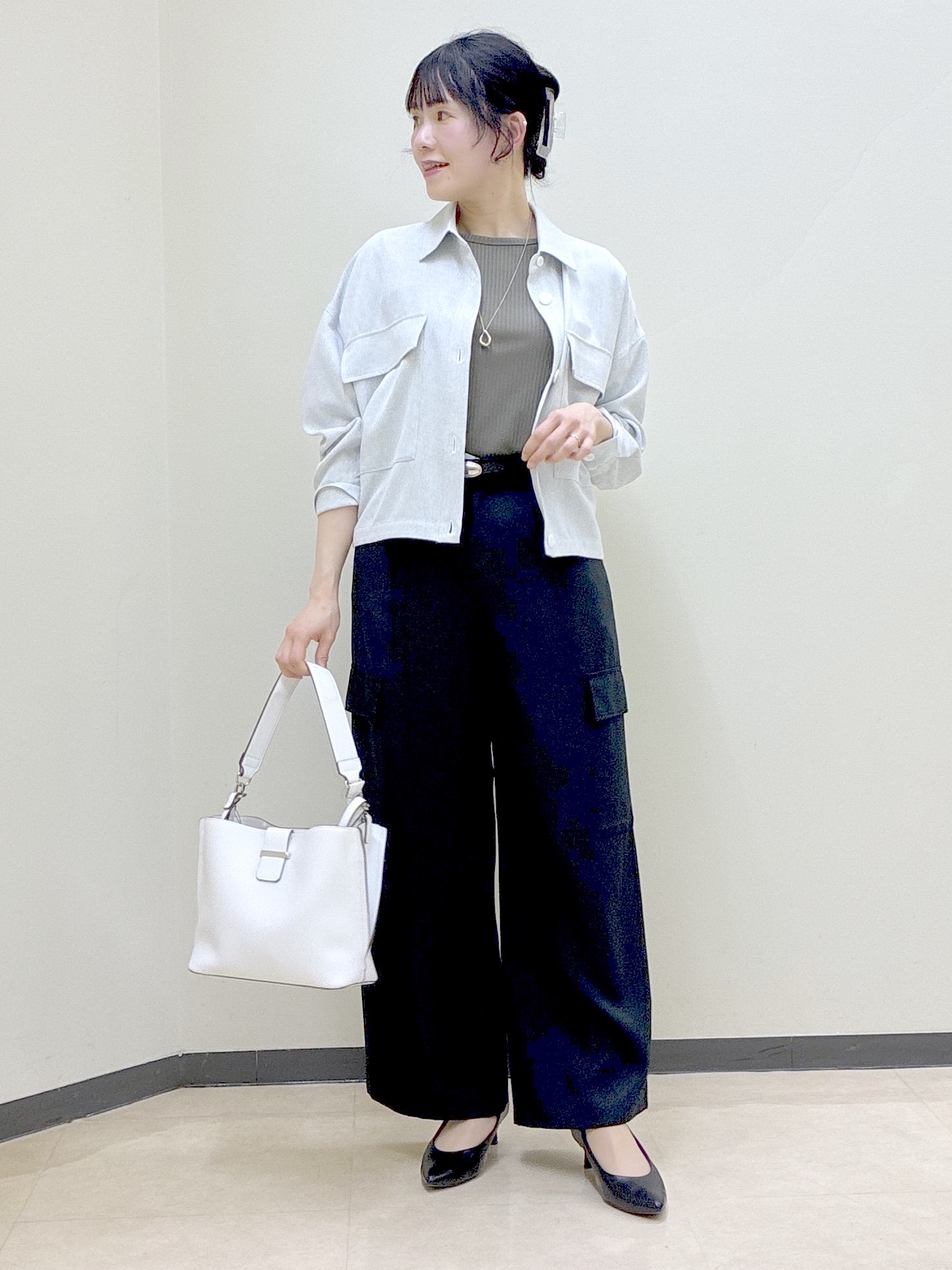  beni_gingerさんの「Reflect｜【インナーにおすすめ◎】クルーネックストレッチリブトップス」を使ったコーディネート