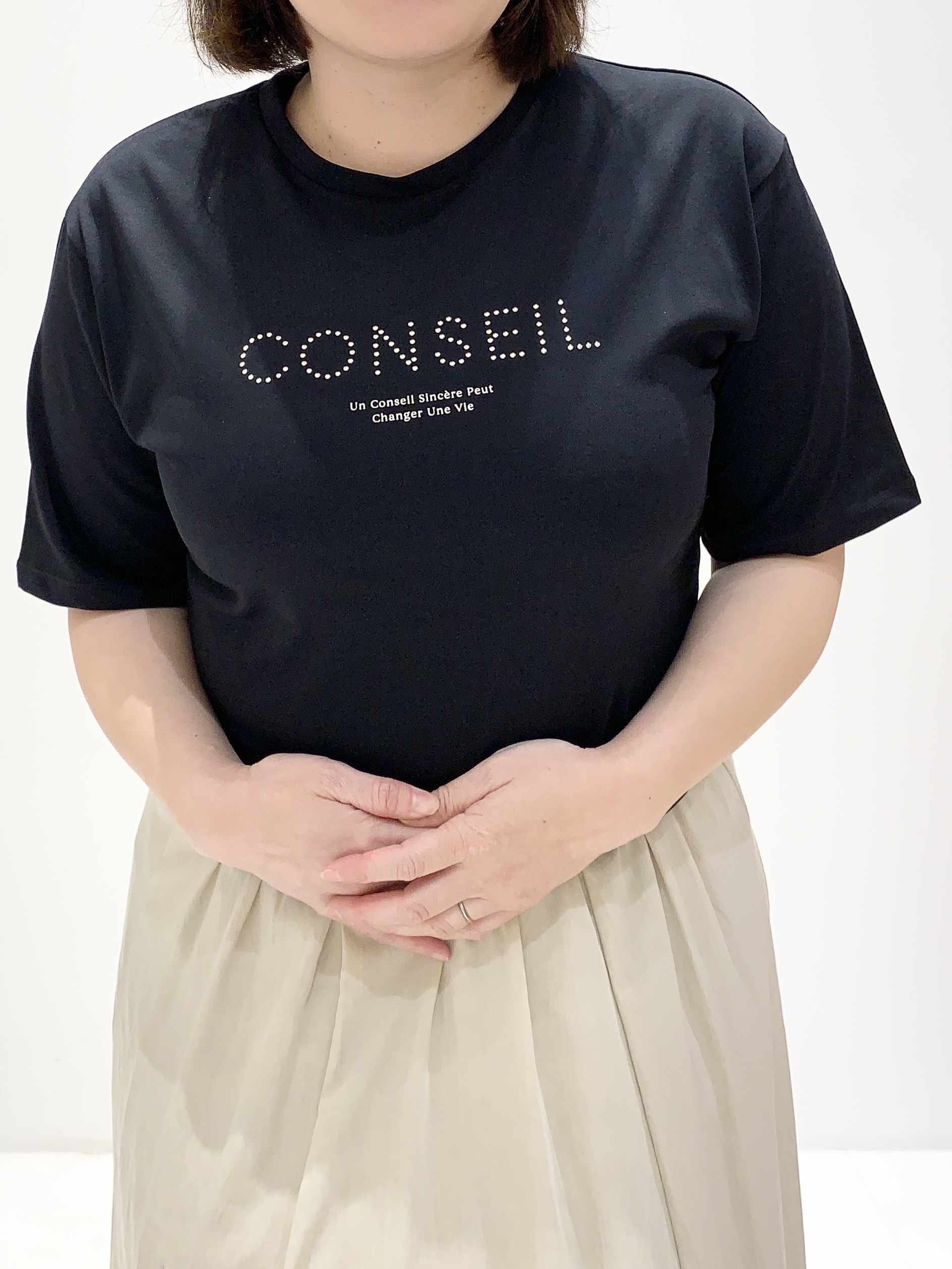 みいちゃんさんの「grove｜【UVカット/接触冷感】プリントアソート5分袖Tシャツ」を使ったコーディネート
