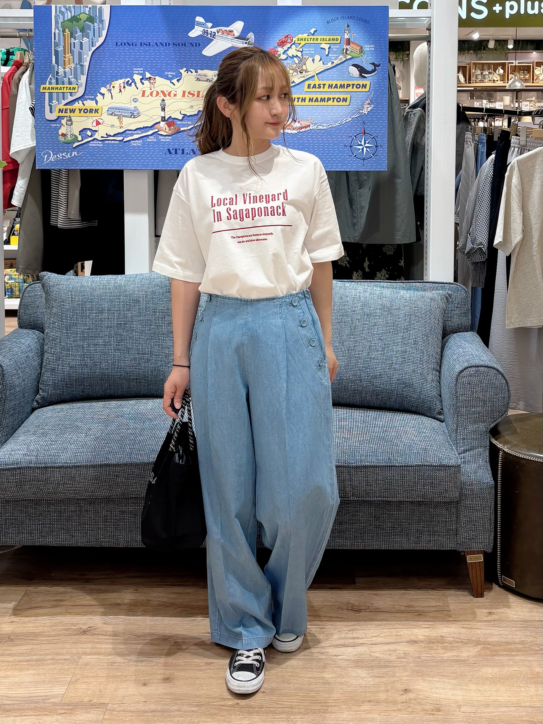 yuinaさんの「Dessin｜【洗える】オーガニックコットンロゴTシャツ」を使ったコーディネート