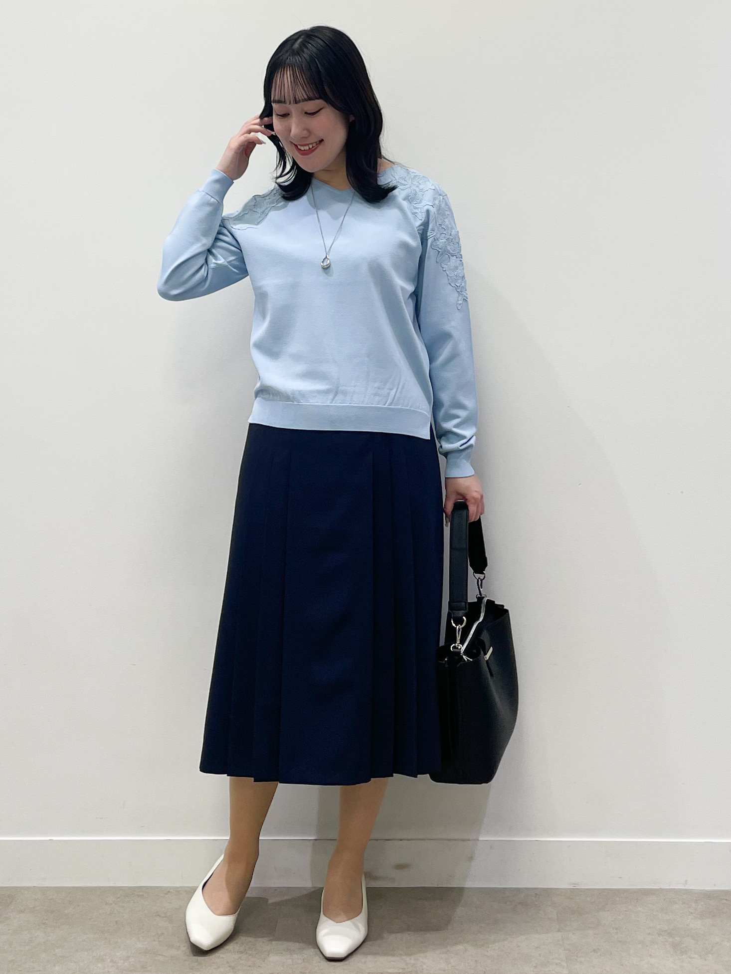 yukariさんの「Reflect｜レースデザインスリーブニットプルオーバー」を使ったコーディネート