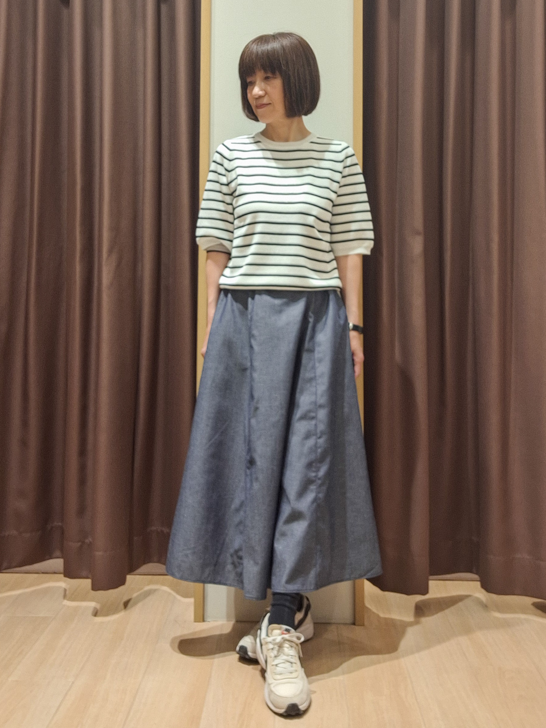 ウタさんの「grove｜【イージーケア】麻混クロップドシャツ」を使ったコーディネート