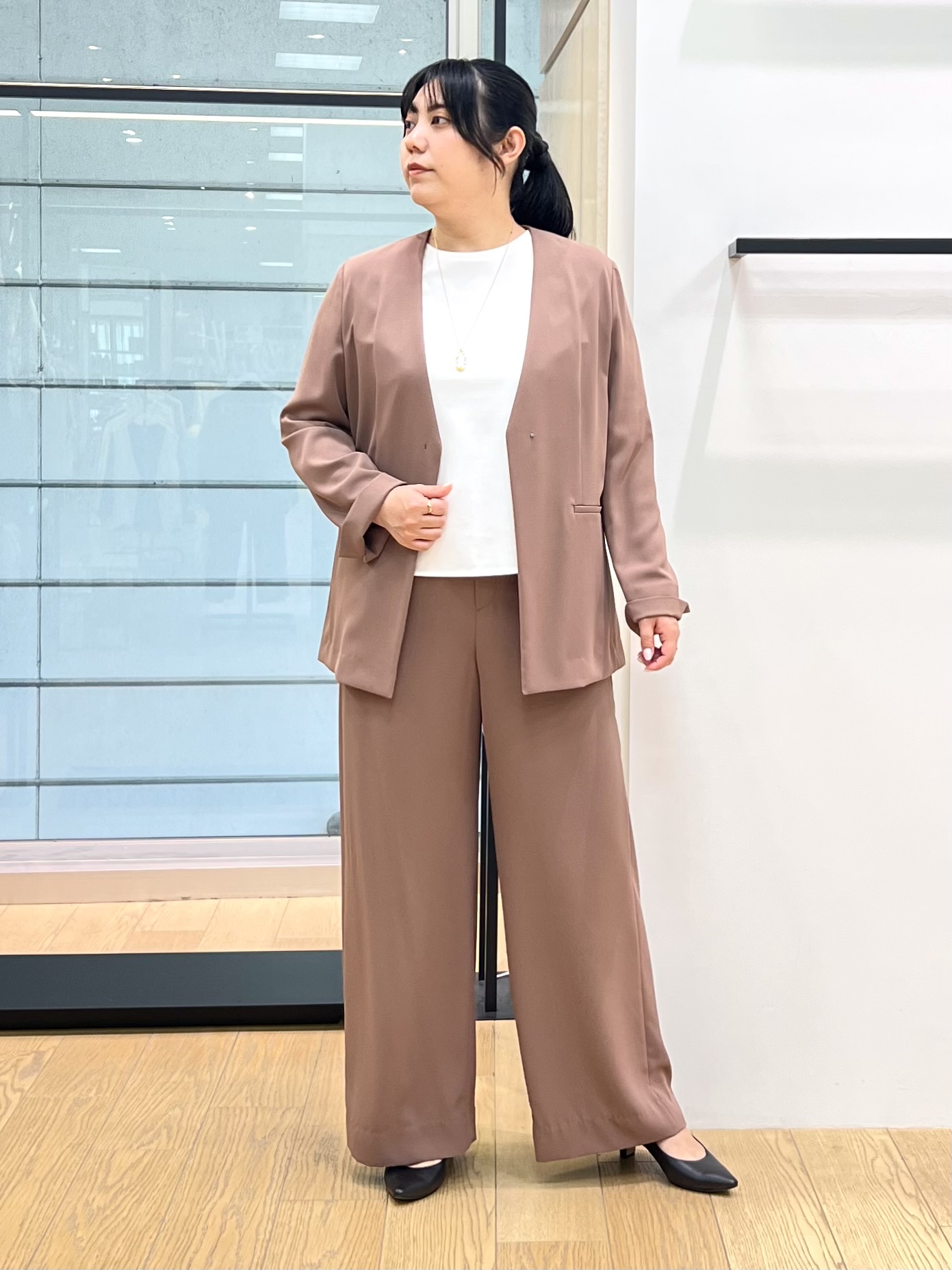 shimaさんの「INDIVI｜【接触冷感／透湿／着る日傘】ノーカラージャケット」を使ったコーディネート