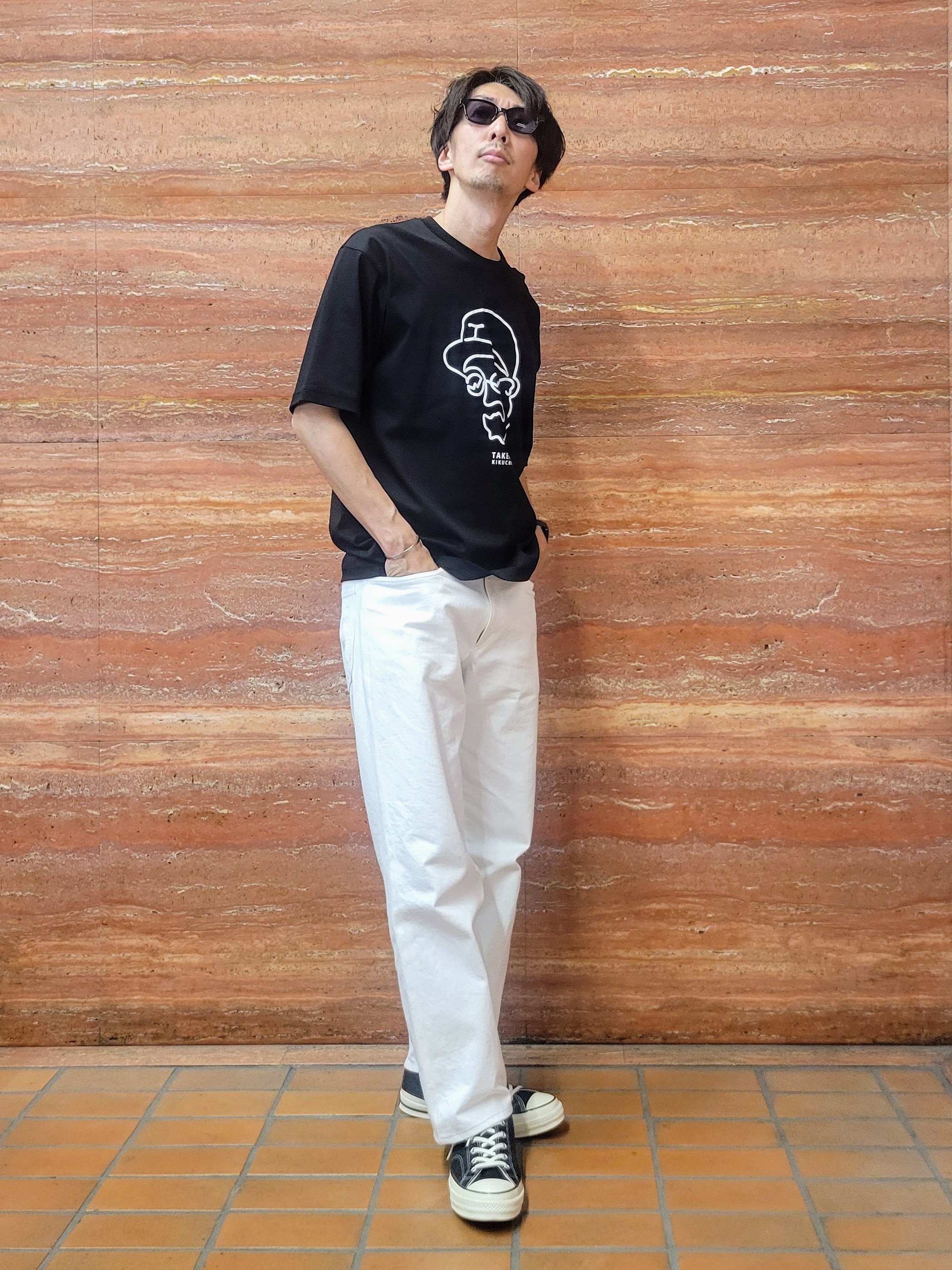 piroyaさんの「TAKEO KIKUCHI｜【BOWLER HAT LABEL】アイスクリアコットン ワンストローク 半袖Tシャツ」を使ったコーディネート