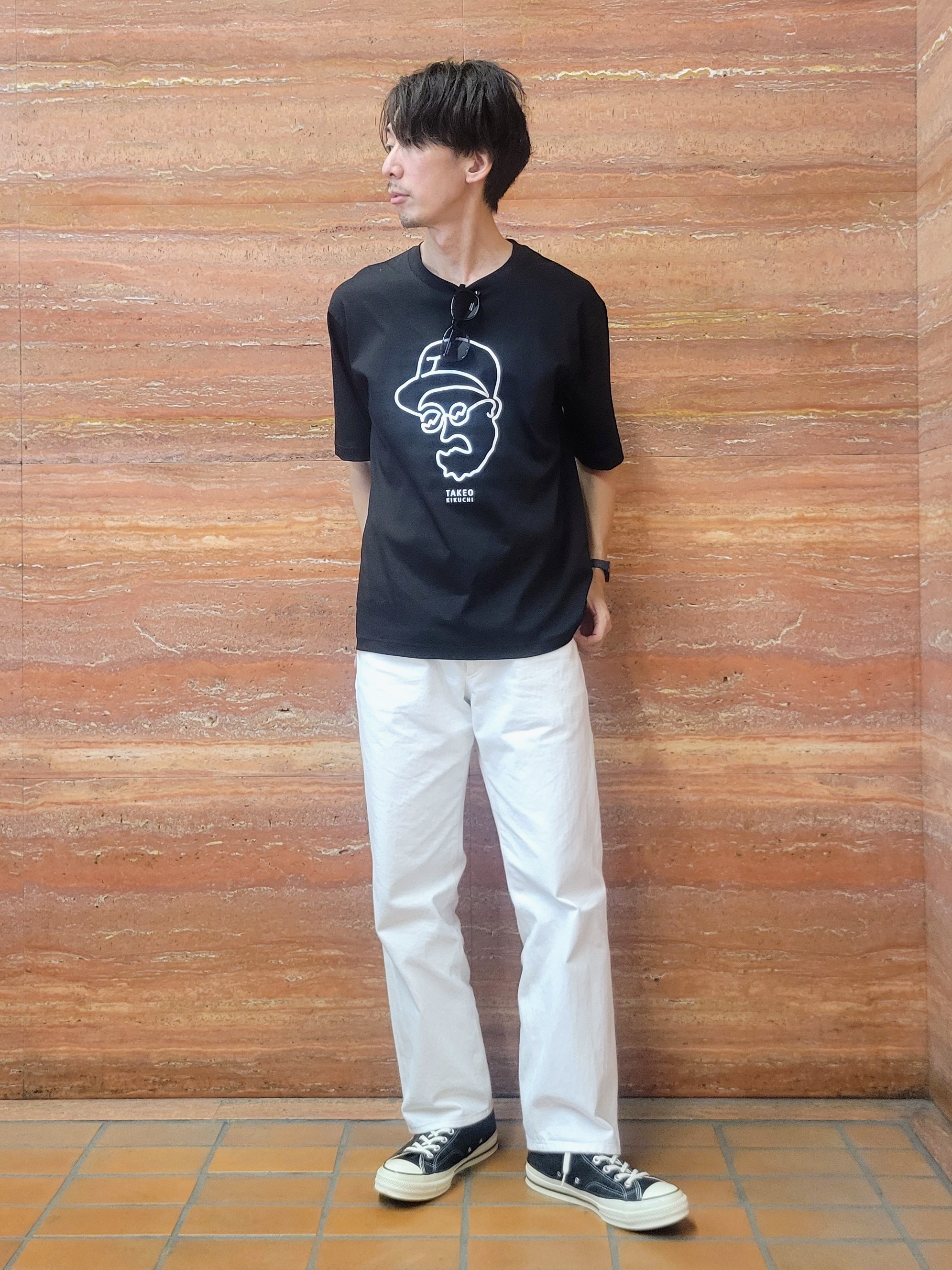 piroyaさんの「TAKEO KIKUCHI｜【BOWLER HAT LABEL】アイスクリアコットン ワンストローク 半袖Tシャツ」を使ったコーディネート