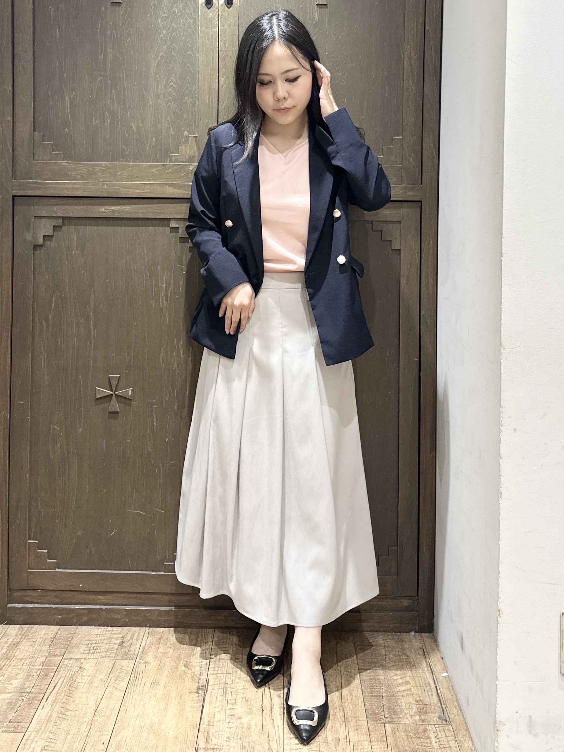 kanaさんの「index｜《再入荷》ダブルブレストテーラードジャケット【接触冷感／吸水速乾／イージーアイロン／防シワ／洗濯機O」を使ったコーディネート