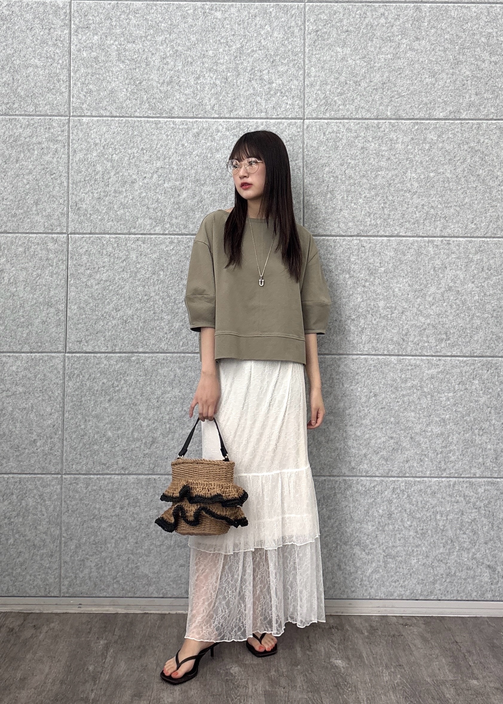 Renoさんの「INDIVI｜ハーフスリーブフォルムカットソー【再入荷／マシンウォッシュ／接触冷感】」を使ったコーディネート