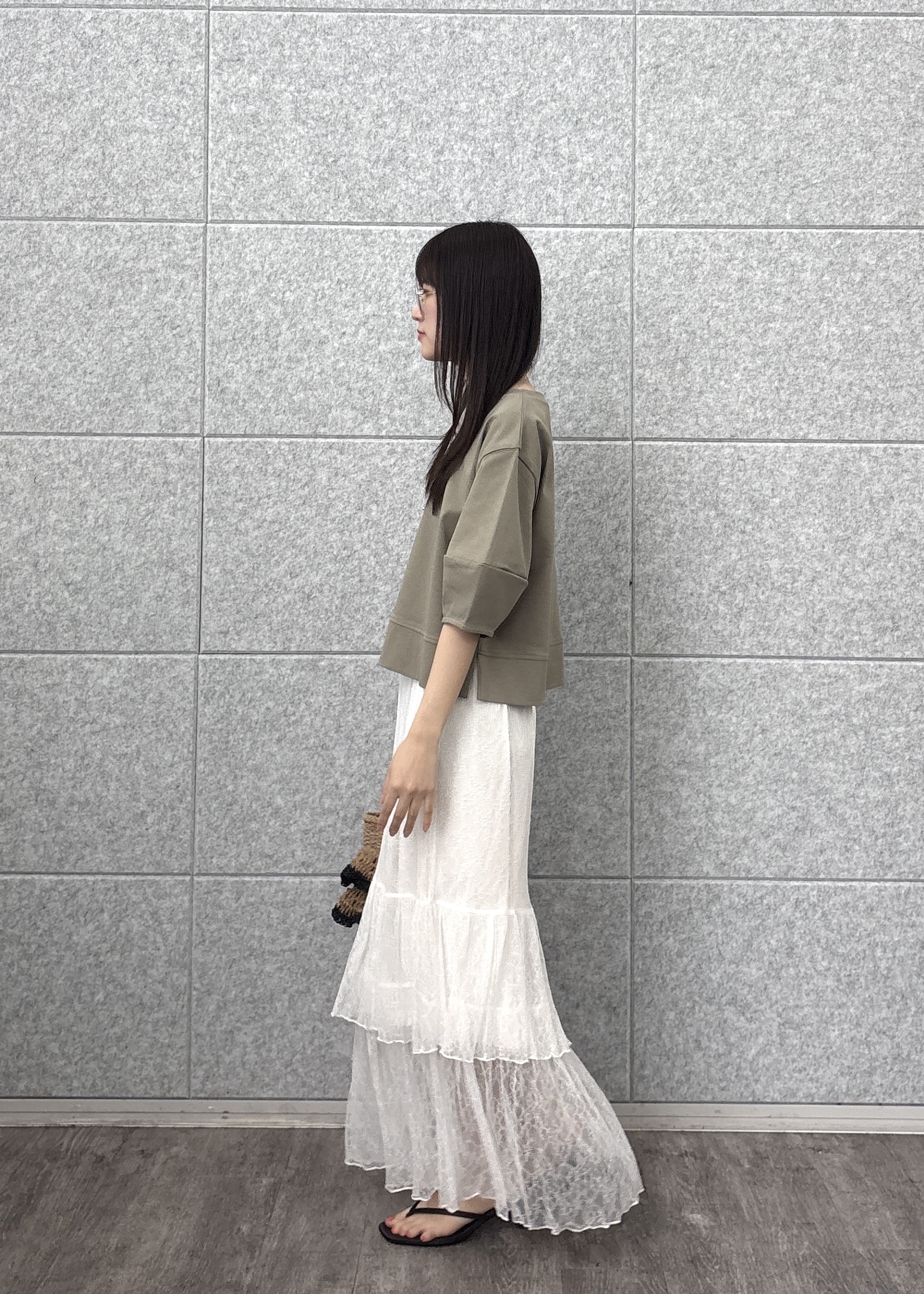 Renoさんの「INDIVI｜ハーフスリーブフォルムカットソー【再入荷／マシンウォッシュ／接触冷感】」を使ったコーディネート