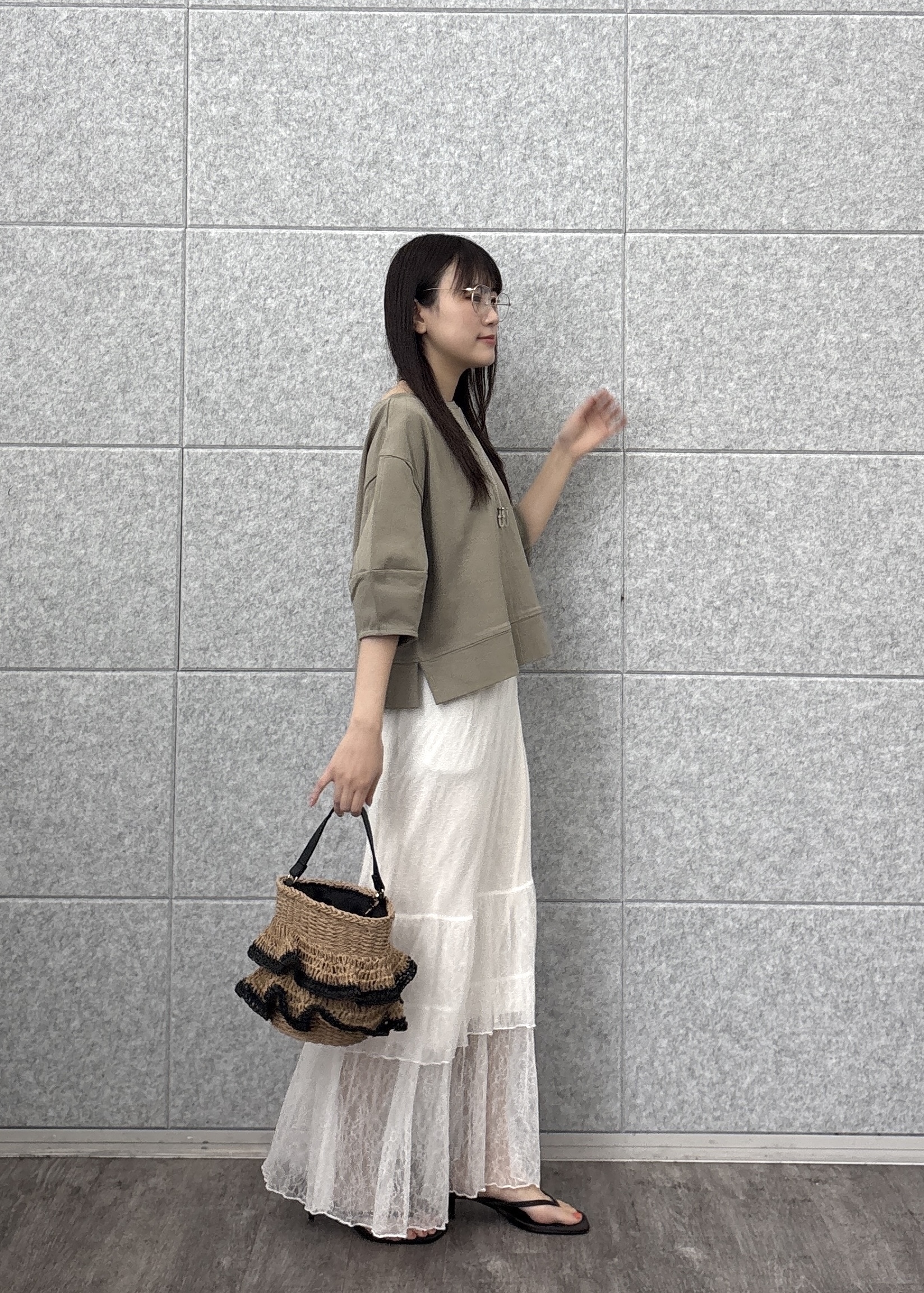 Renoさんの「INDIVI｜ハーフスリーブフォルムカットソー【再入荷／マシンウォッシュ／接触冷感】」を使ったコーディネート