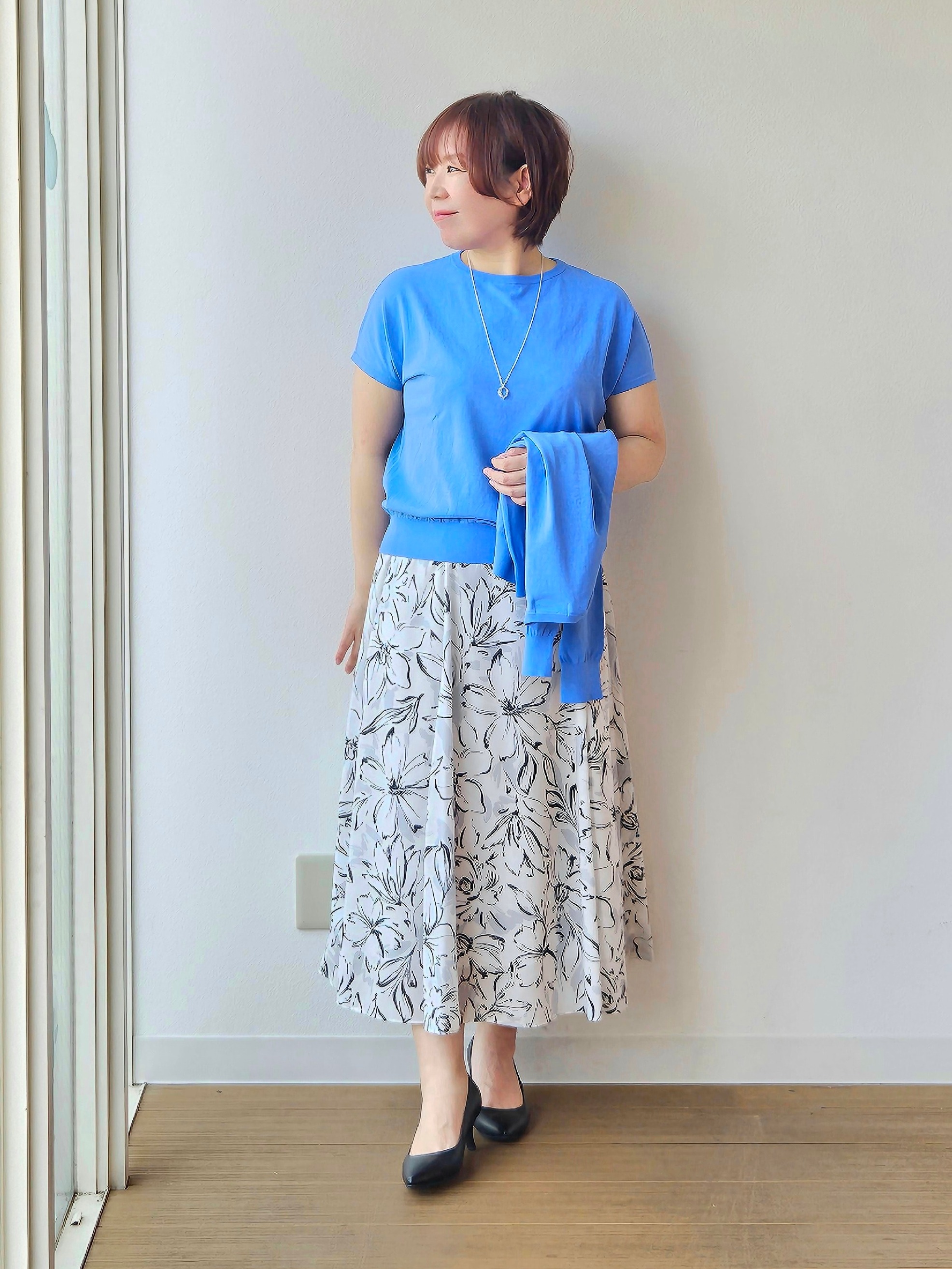 やじまさんの「UNTITLED｜【9色展開/アンサンブル可/洗える】コットンベーシックニット」を使ったコーディネート
