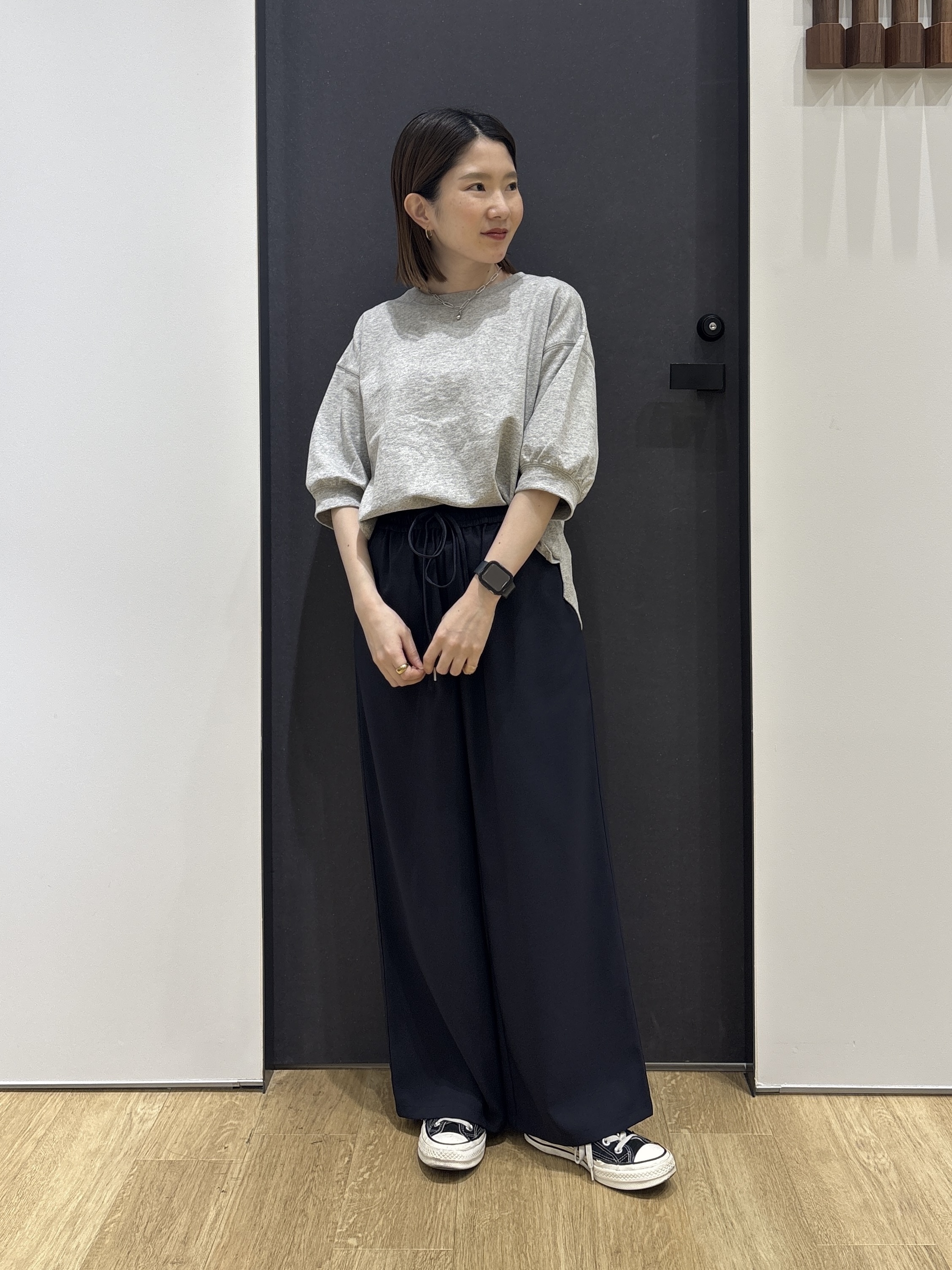 risaさんの「Dessin｜【360度可愛い】バックヘンリーカットソー5分袖」を使ったコーディネート